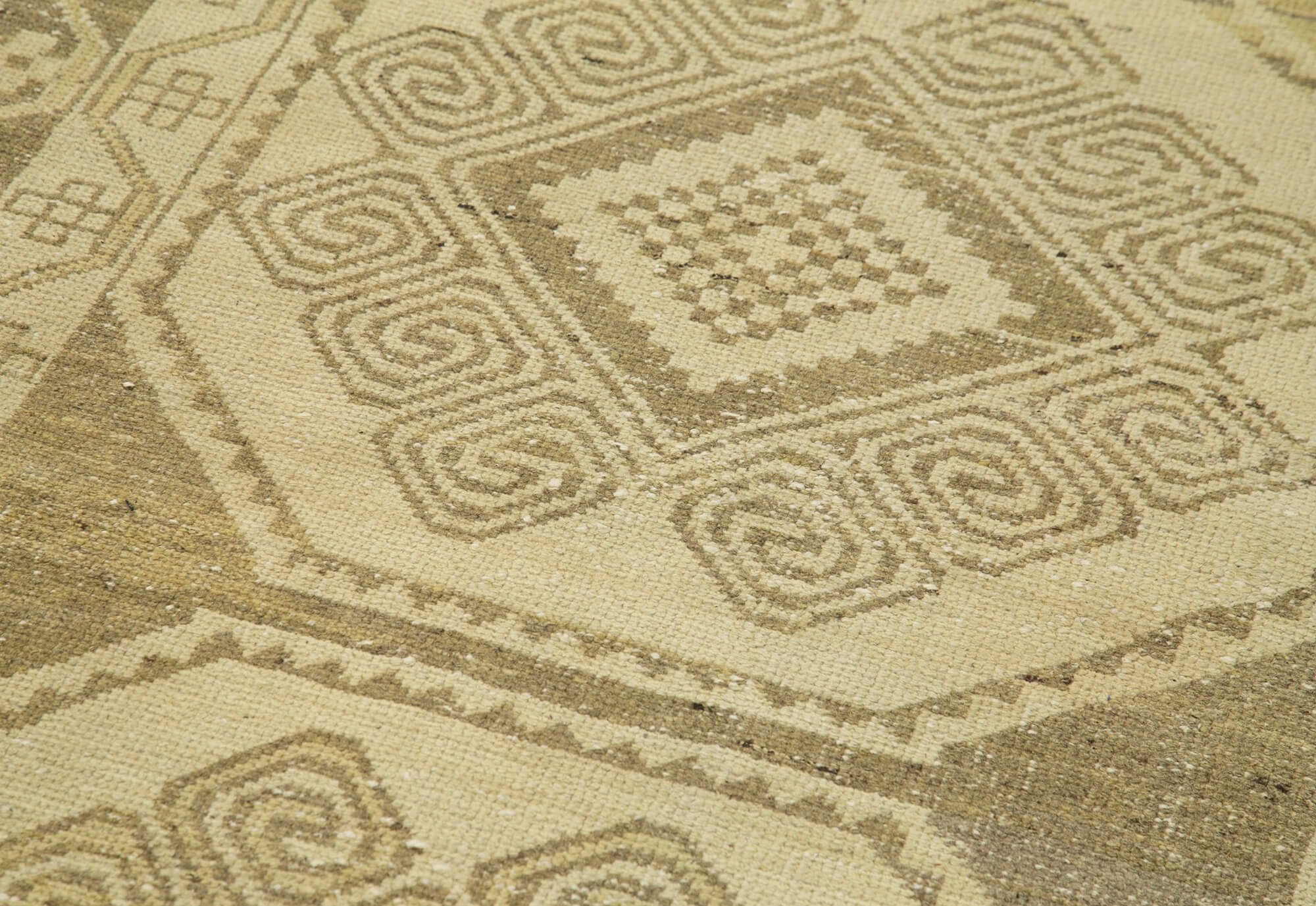 Handmade Wool Area Rug – Classic Beige Wool And Cotton Carpet 3'5"x9'7"
