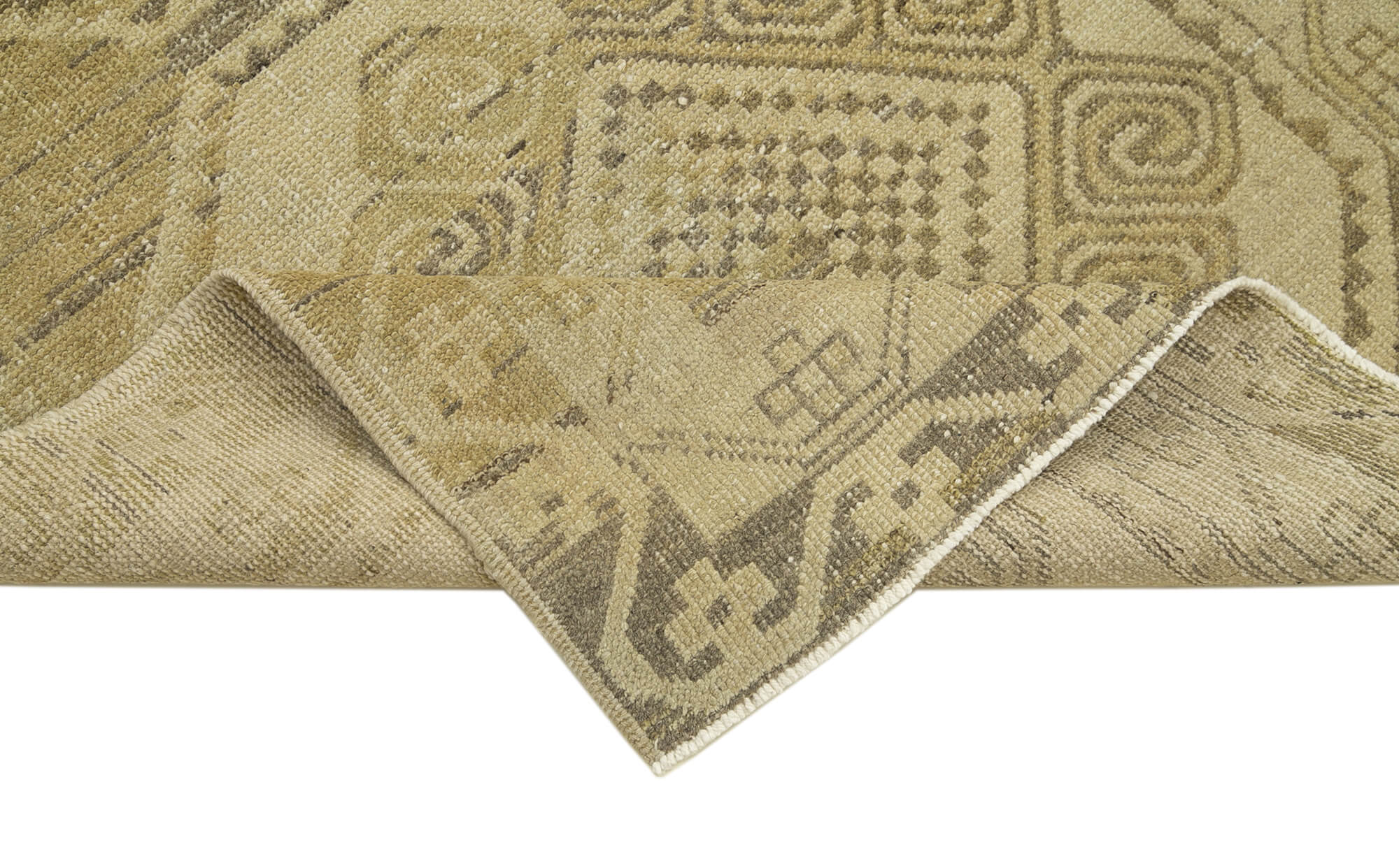Handmade Wool Area Rug – Classic Beige Wool And Cotton Carpet 3'5"x9'7"