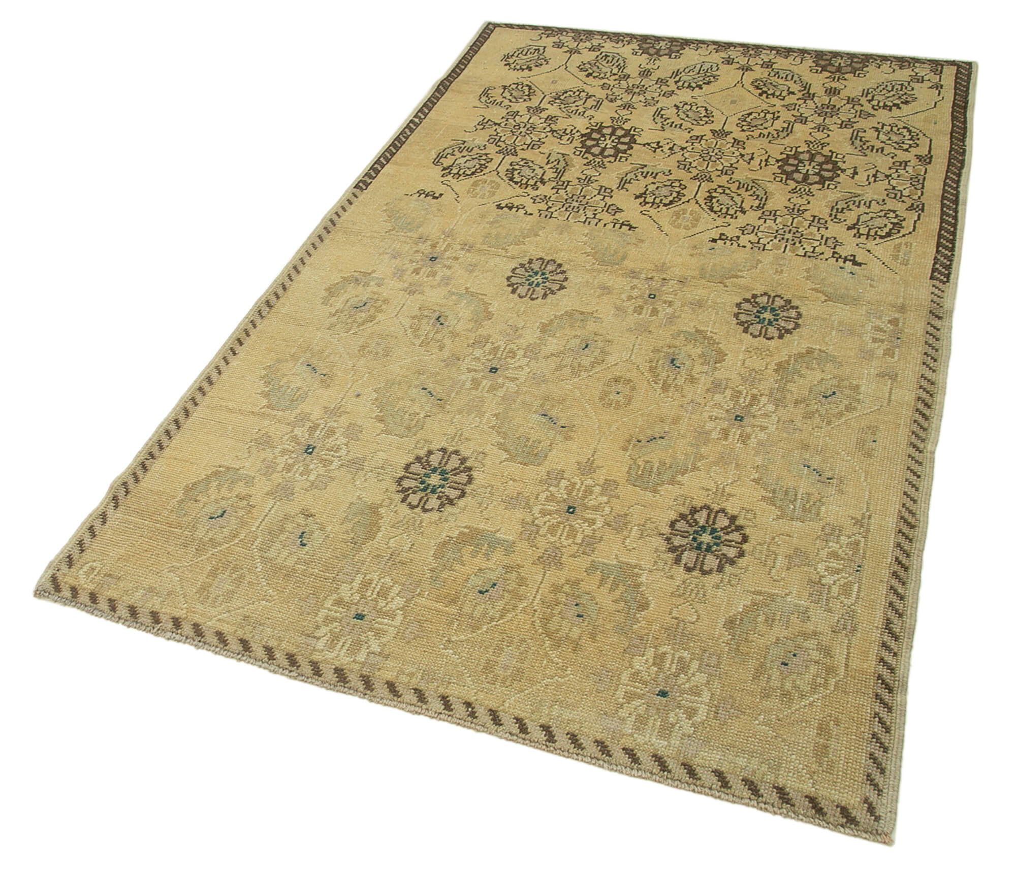 Handmade Wool Area Rug – Classic Wool Rug Beige Area Carpet 4'0''x6'11''