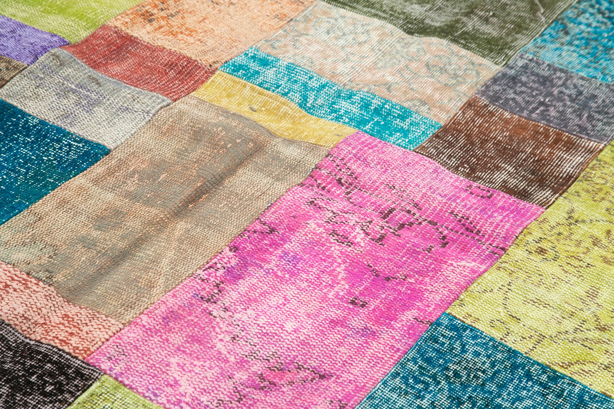 Handmade Patchwork Rug - Kirk Yama Blue Cotton Wool Area Rug 6'8''x9'10''