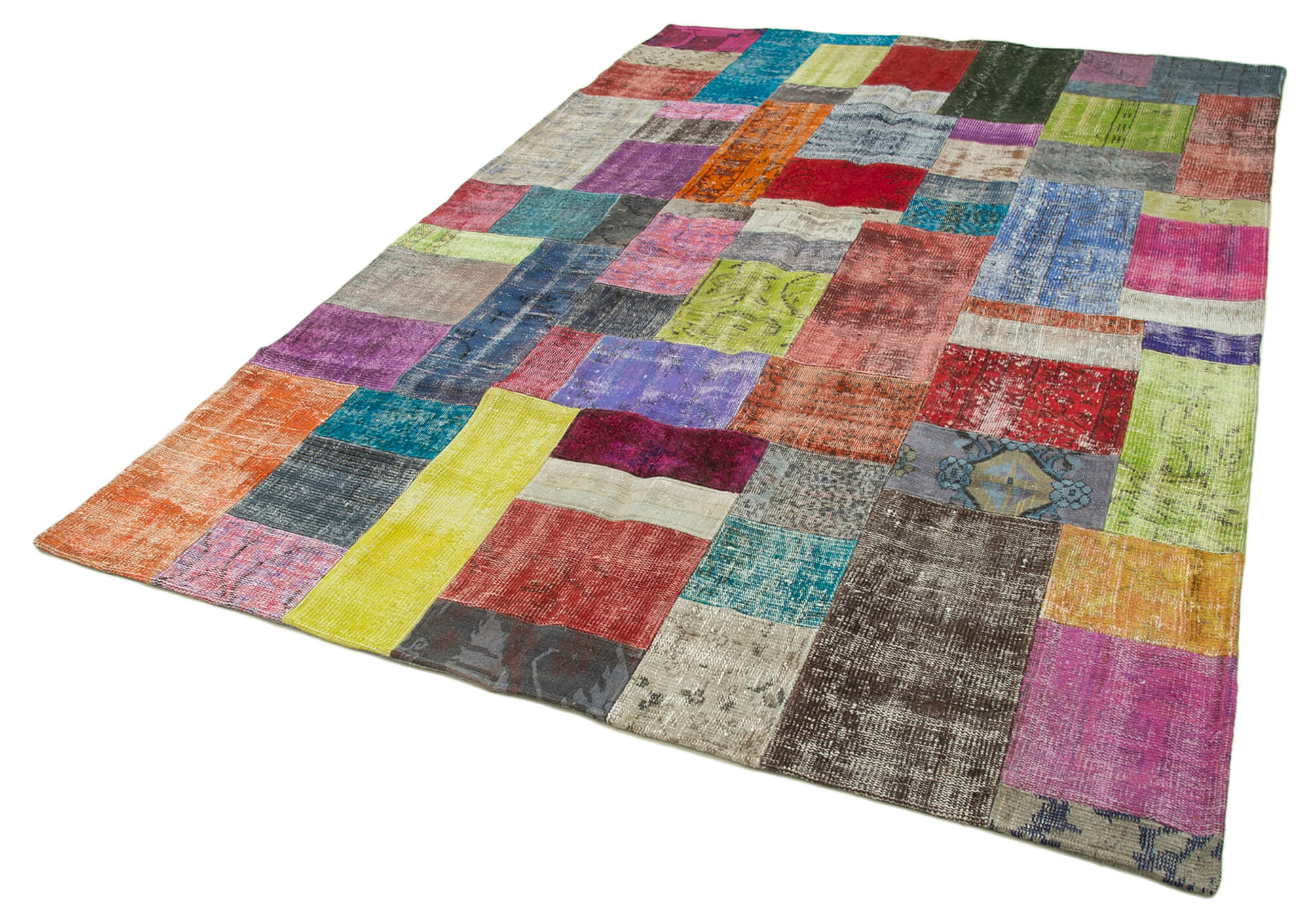 Handmade Patchwork Rug – Kirk Yama Blue Cotton Wool Area Rug 6'8''x9'11''