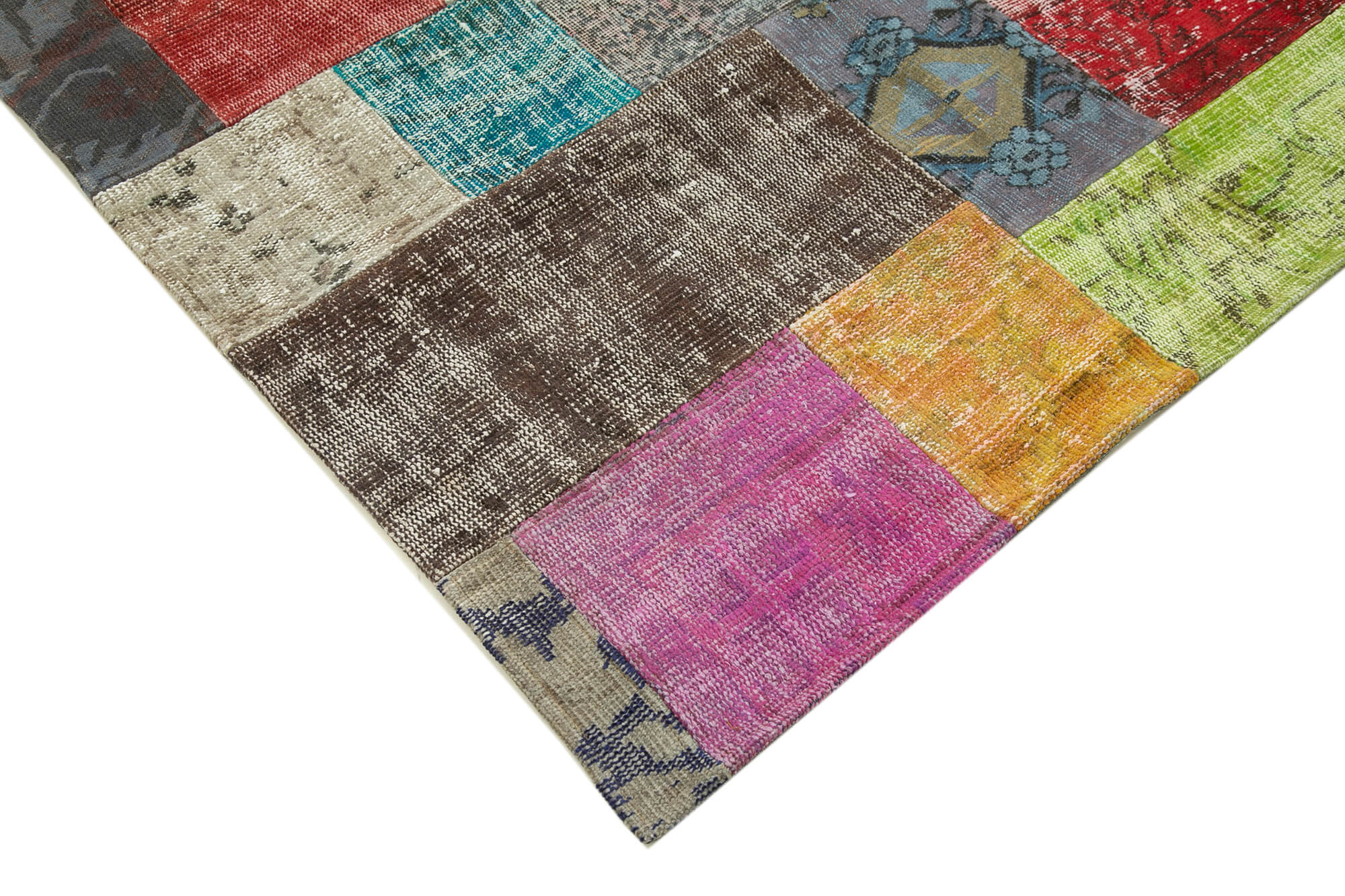Handmade Patchwork Rug – Kirk Yama Blue Cotton Wool Area Rug 6'8''x9'11''
