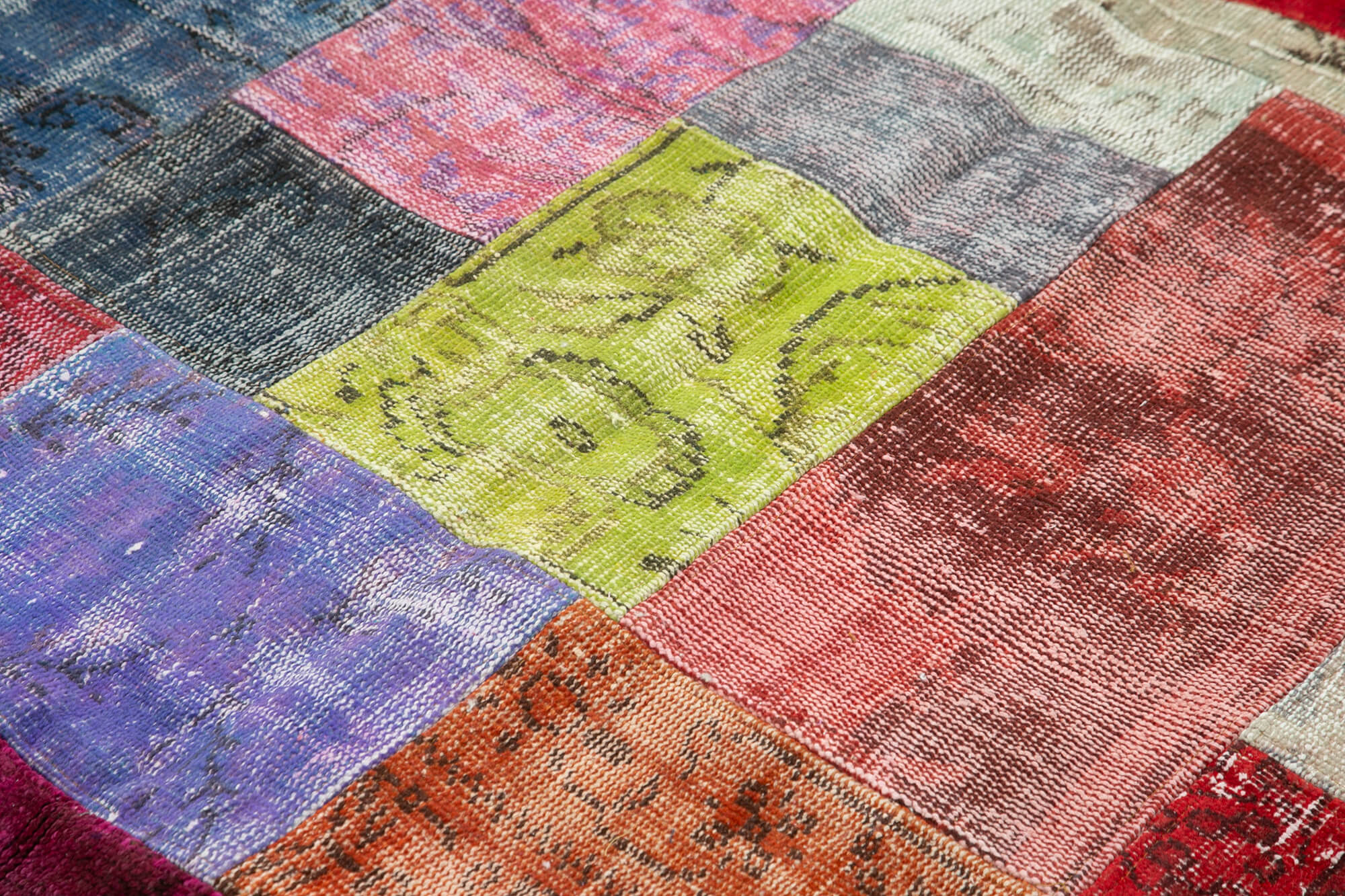 Handmade Patchwork Rug – Kirk Yama Blue Cotton Wool Area Rug 6'8''x9'11''