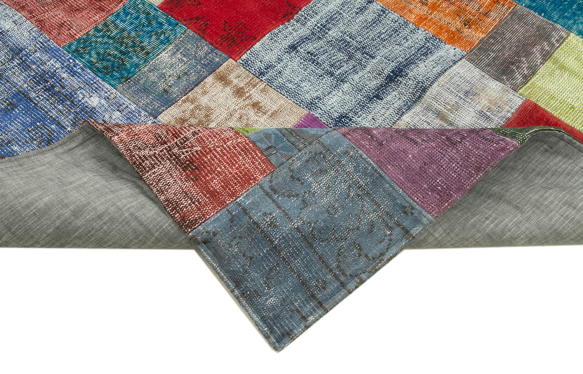 Handmade Patchwork Rug – Kirk Yama Blue Cotton Wool Area Rug 6'8''x9'11''