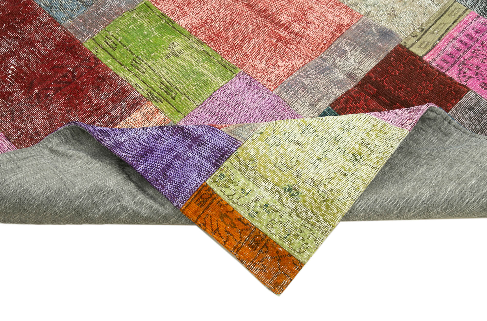 Handmade Patchwork Rug – Blue Area Rug Cotton Wool Vintage Handwoven Carpet 6'8''x9'11''