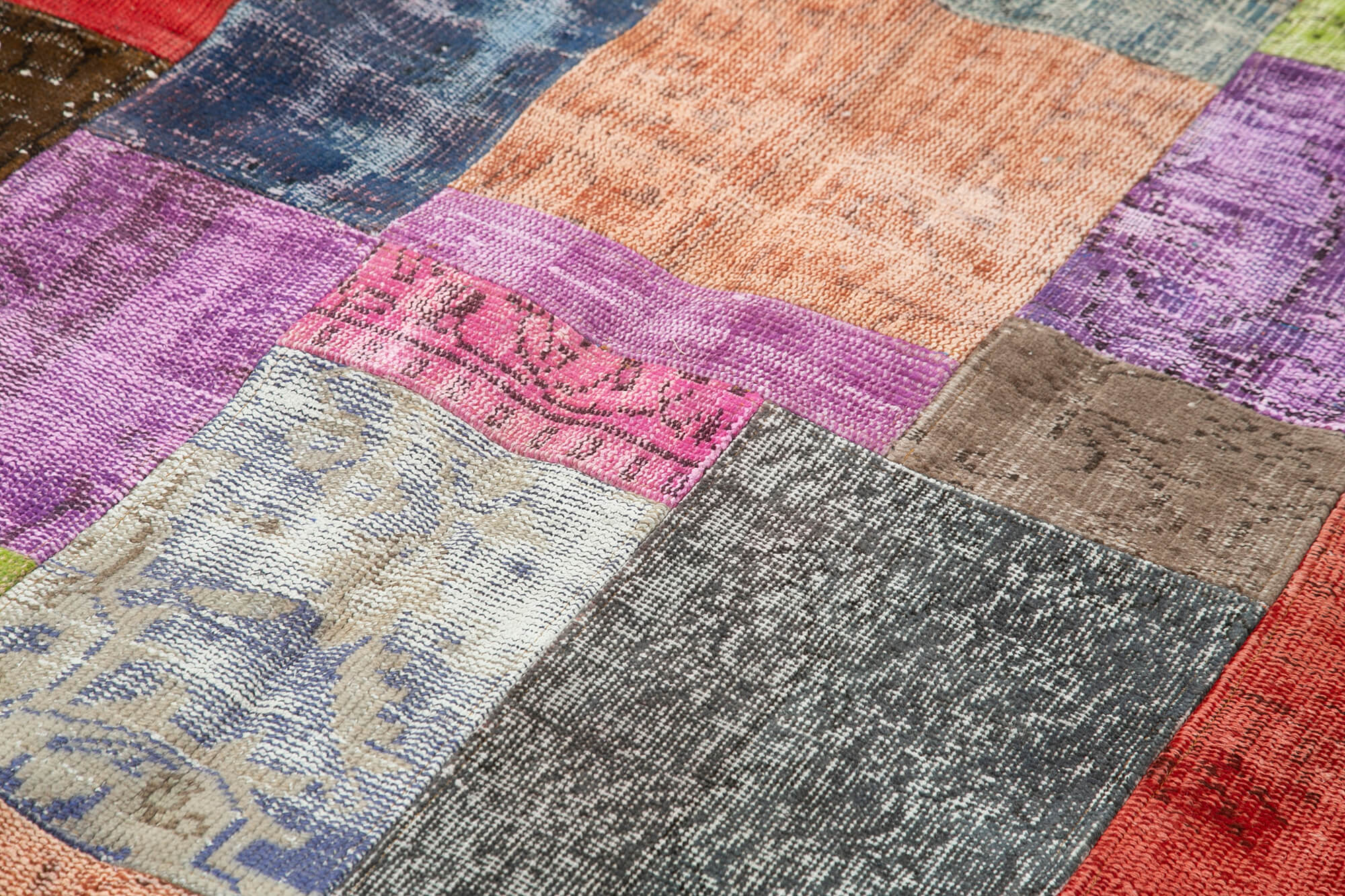 Handmade Patchwork Rug - Blue Area Rug Cotton Wool Vintage Handwoven Carpet 6'8''x9'11''