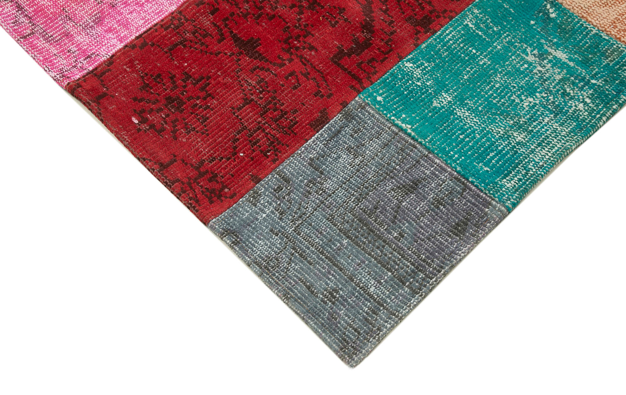 Handmade Area Rug - Kirk Yama Blue Patchwork Cotton Wool Carpet 6'8''x9'10''