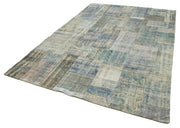 Handmade Wool Area Rug – Grey Patchwork Style Cotton Wool Carpet 6'8''x9'11''