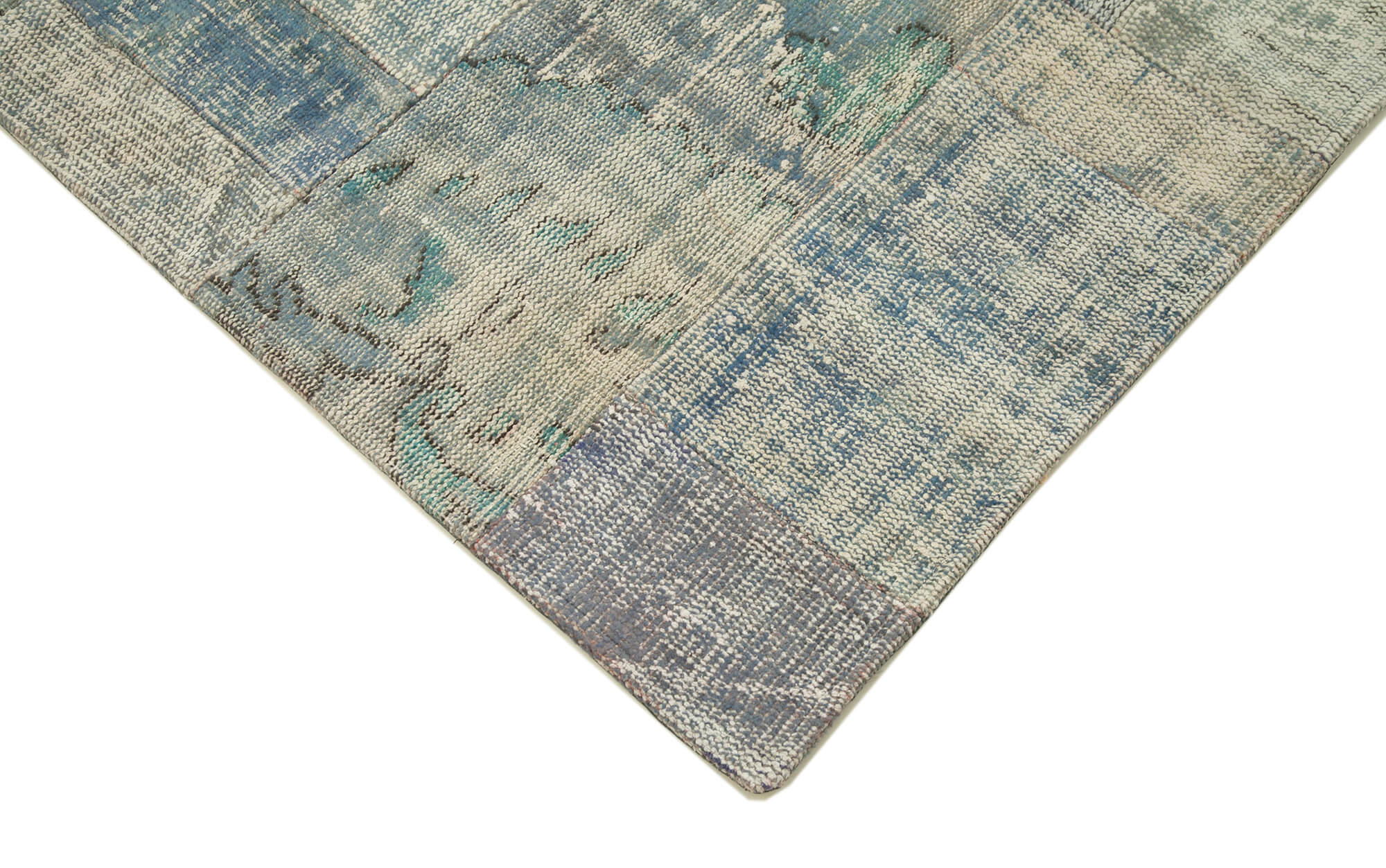Handmade Wool Area Rug – Grey Patchwork Style Cotton Wool Carpet 6'8''x9'11''