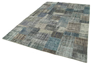 Handmade Patchwork Rug - Kirk Yama Grey Cotton Wool Area Rug 6'7''x9'10''