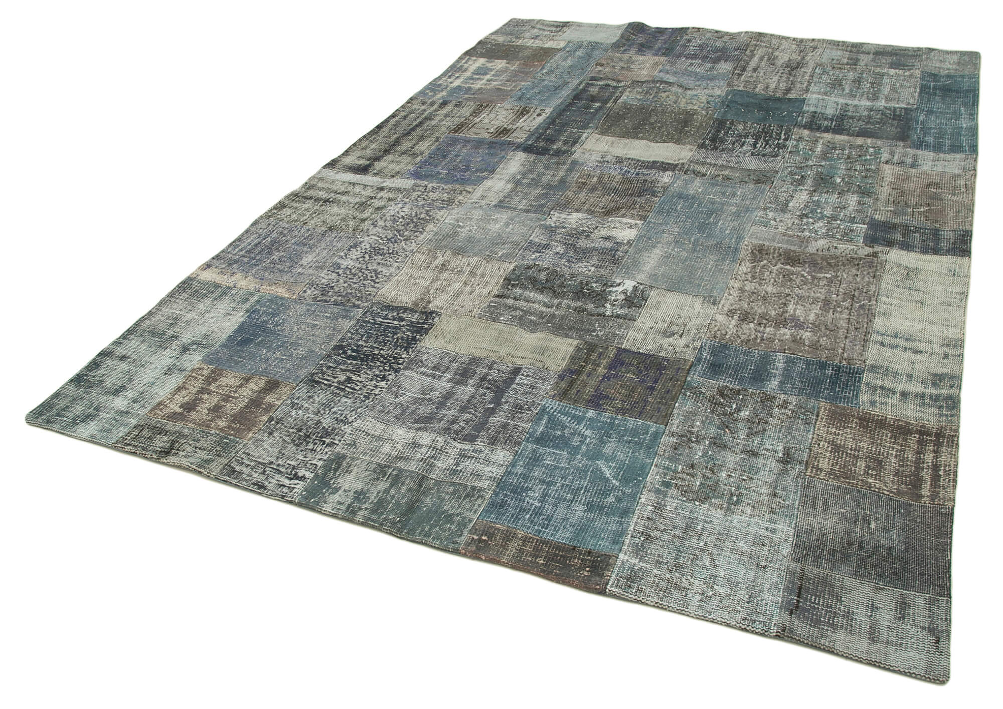Handmade Patchwork Rug - Kirk Yama Grey Cotton Wool Area Rug 6'7''x9'10''