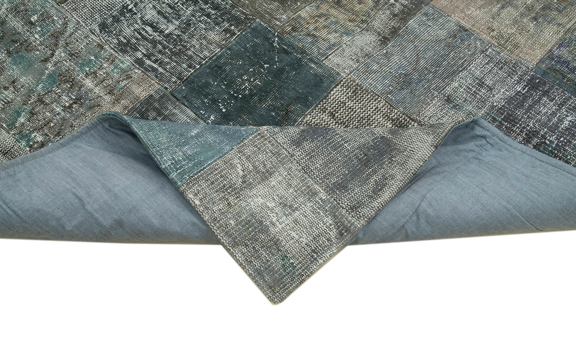 Handmade Patchwork Rug - Kirk Yama Grey Cotton Wool Area Rug 6'7''x9'10''