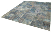 Handmade Patchwork Rug – Kirk Yama Blue Patchwork Cotton Wool Carpet 8'3''x9'11''