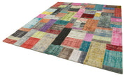 Handmade Patchwork Rug - Blue Area Rug Cotton Wool Vintage Turkish Carpet 8'3"x10'