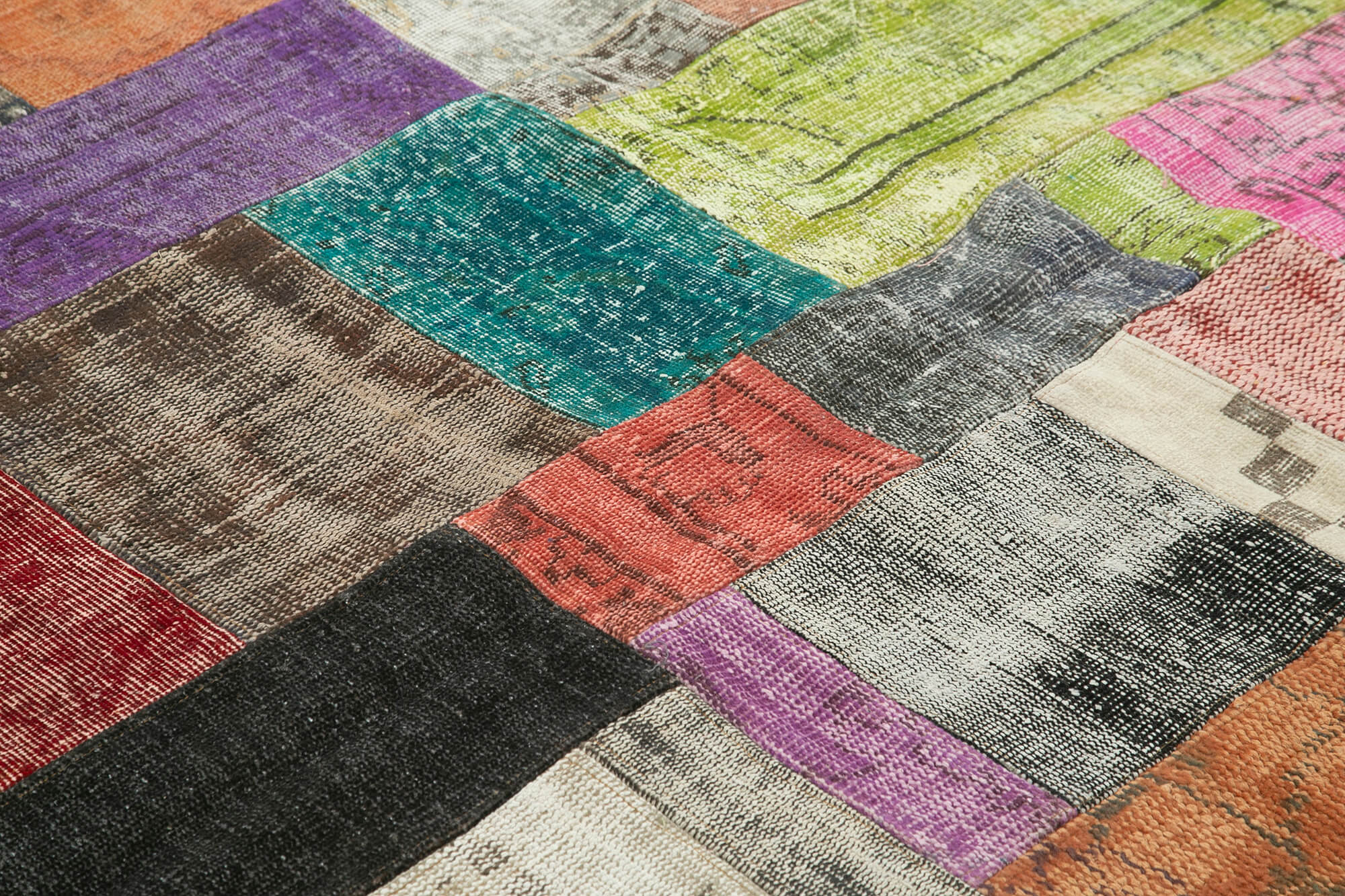 Handmade Patchwork Rug - Blue Area Rug Cotton Wool Vintage Turkish Carpet 8'3"x10'