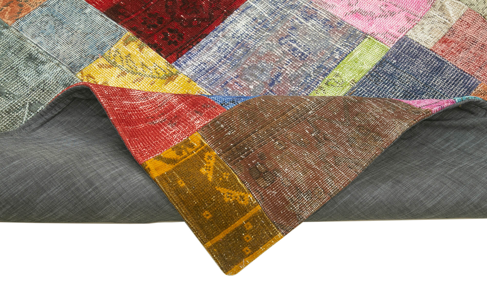 Handmade Patchwork Rug - Blue Area Rug Cotton Wool Vintage Turkish Carpet 8'3"x10'