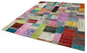 Handmade Patchwork Rug - Blue Patchwork Carpet Cotton Wool Area Rug 8'3''x9'11''