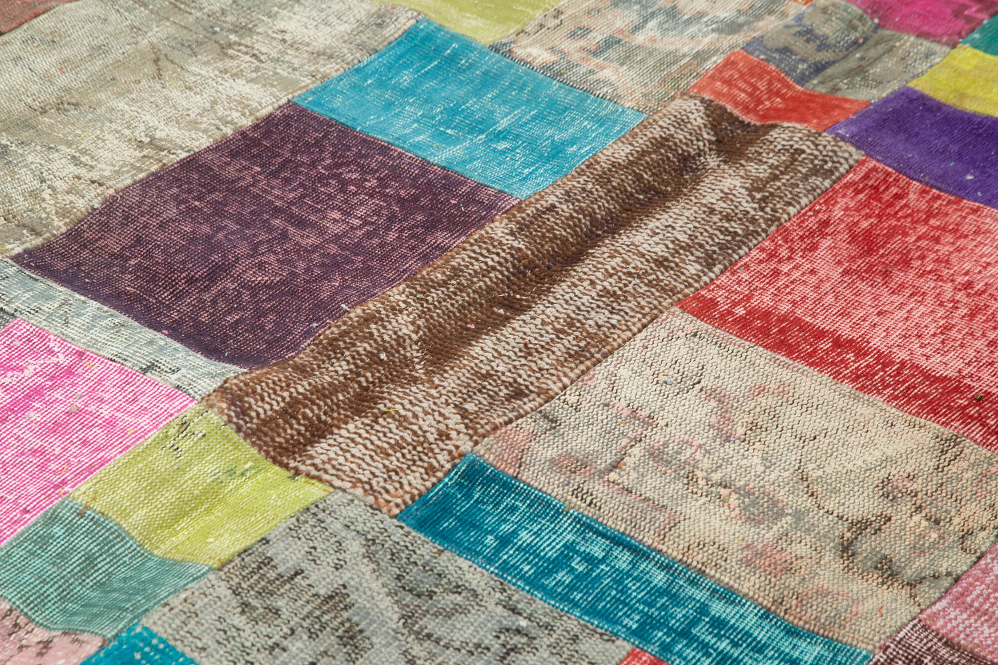 Handmade Area Rug - Blue Patchwork Cotton Wool Carpet by Agacan, 8'2''x9'10''