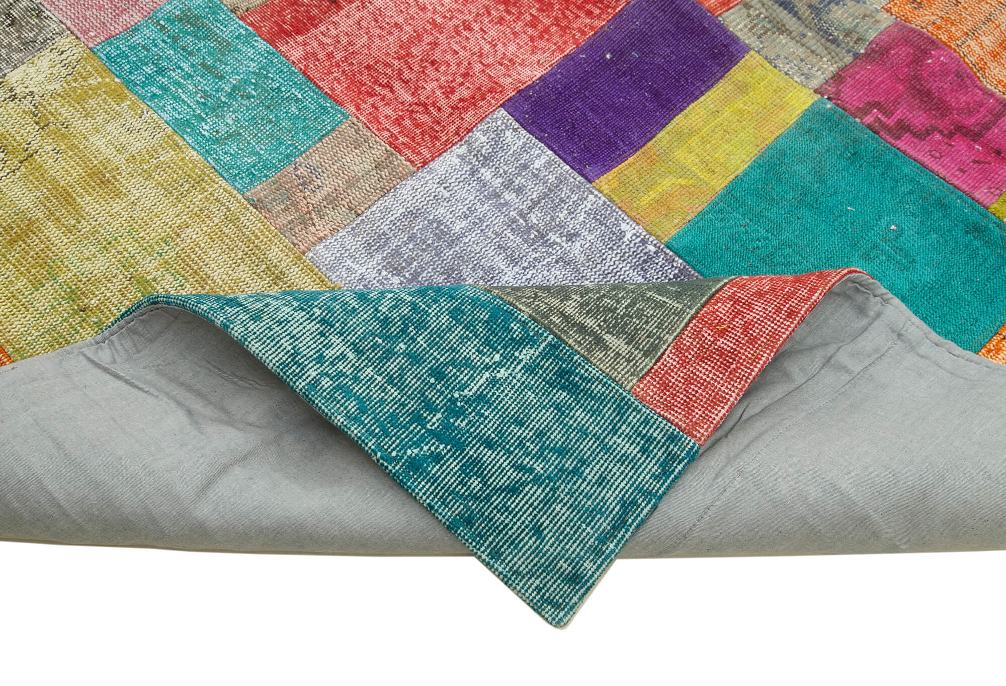 Handmade Area Rug - Blue Patchwork Cotton Wool Carpet by Agacan, 8'2''x9'10''