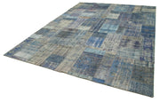 Handmade Patchwork Rug - Kirk Yama Blue Area Rug 8'3''x11'5'' Cotton Wool