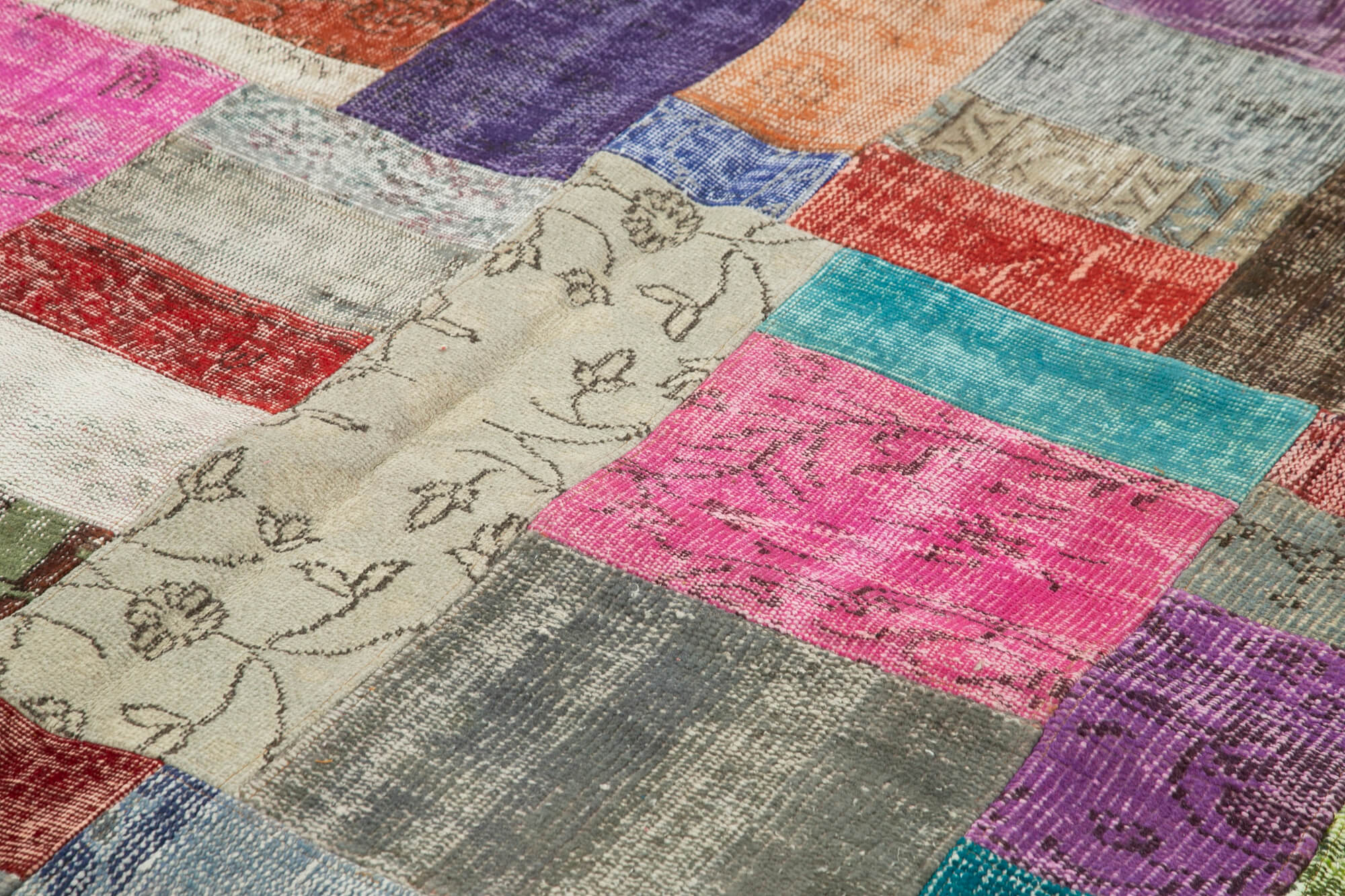 Kirk Yama Blue Patchwork Cotton Wool Handmade Area Rug 8'3'' x 11'6''