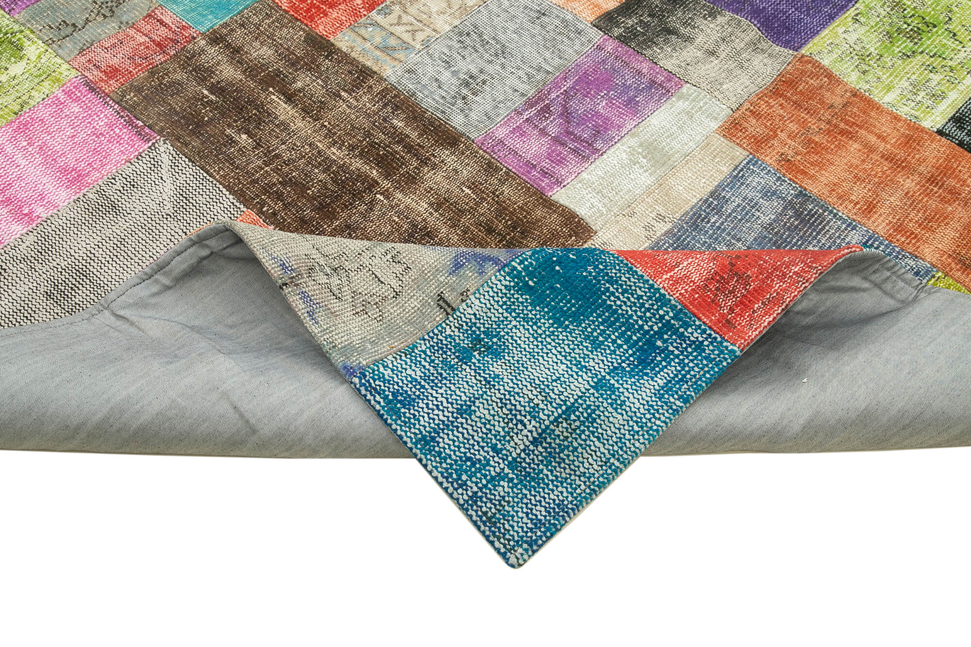 Kirk Yama Blue Patchwork Cotton Wool Handmade Area Rug 8'3'' x 11'6''