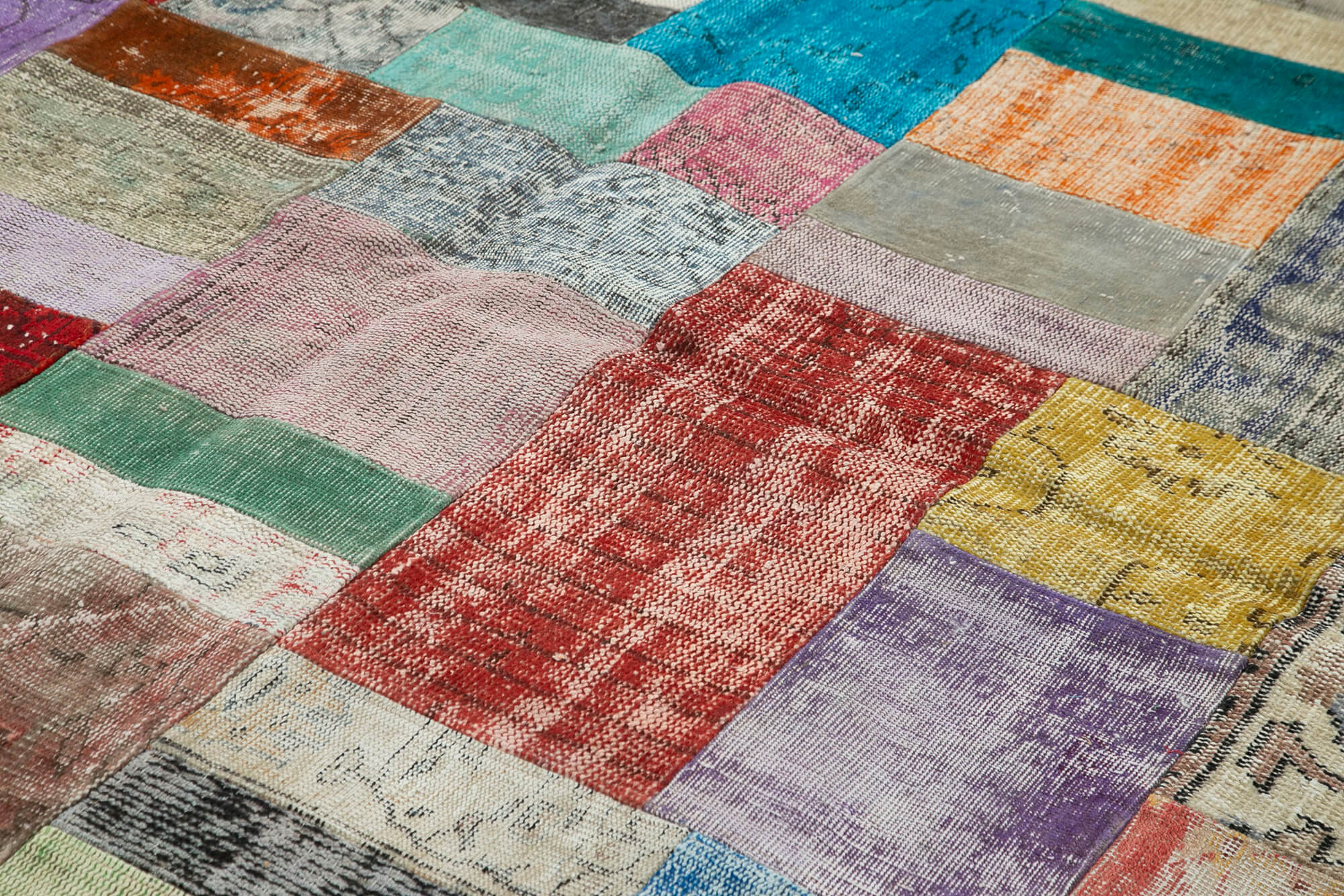 Kirk Yama Blue Patchwork Cotton Wool Handmade Area Rug 8'11'' x 12'1''