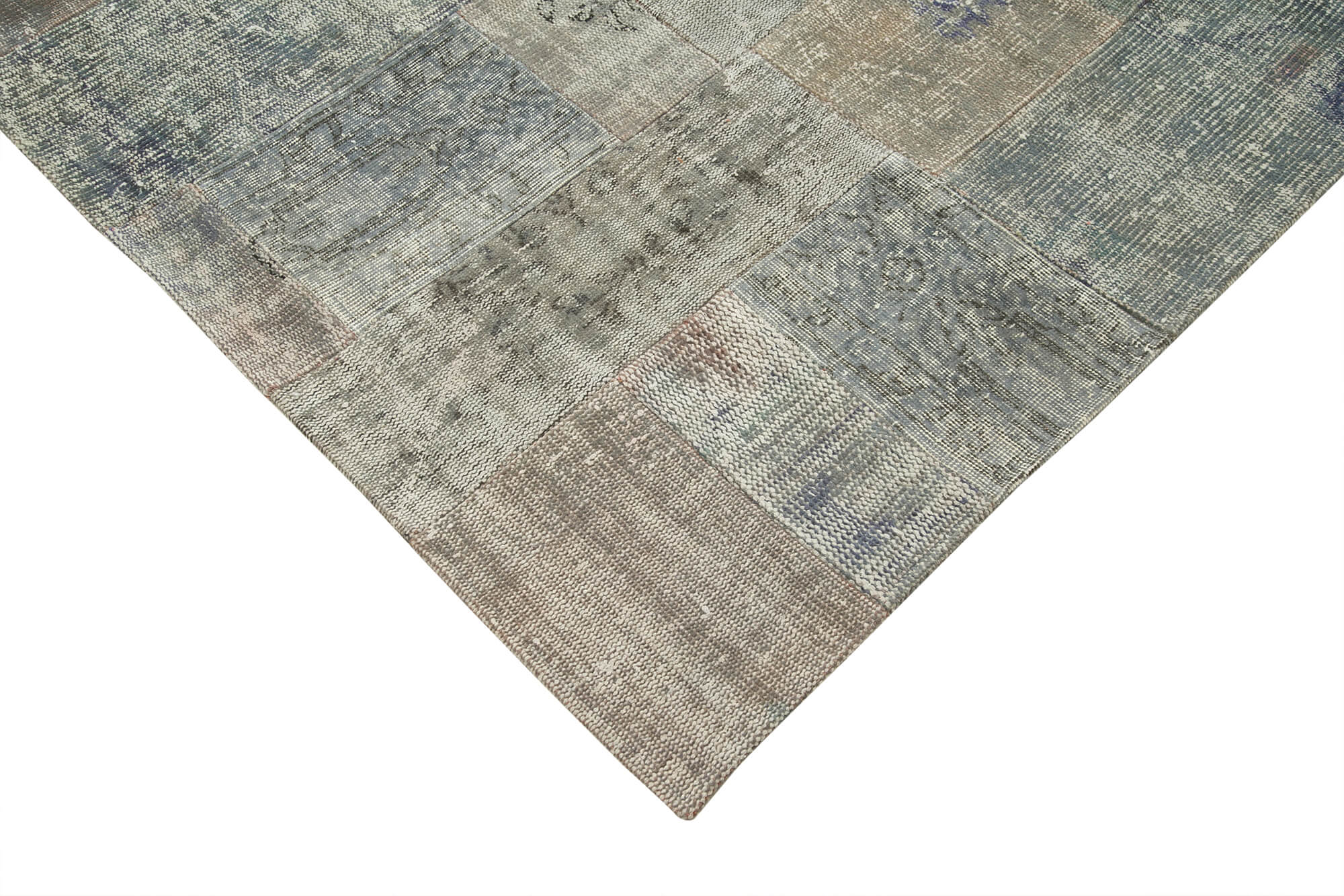 Handmade Patchwork Rug - Kirk Yama Grey Cotton Wool Large Living Room Rug 9'11''x13'6''