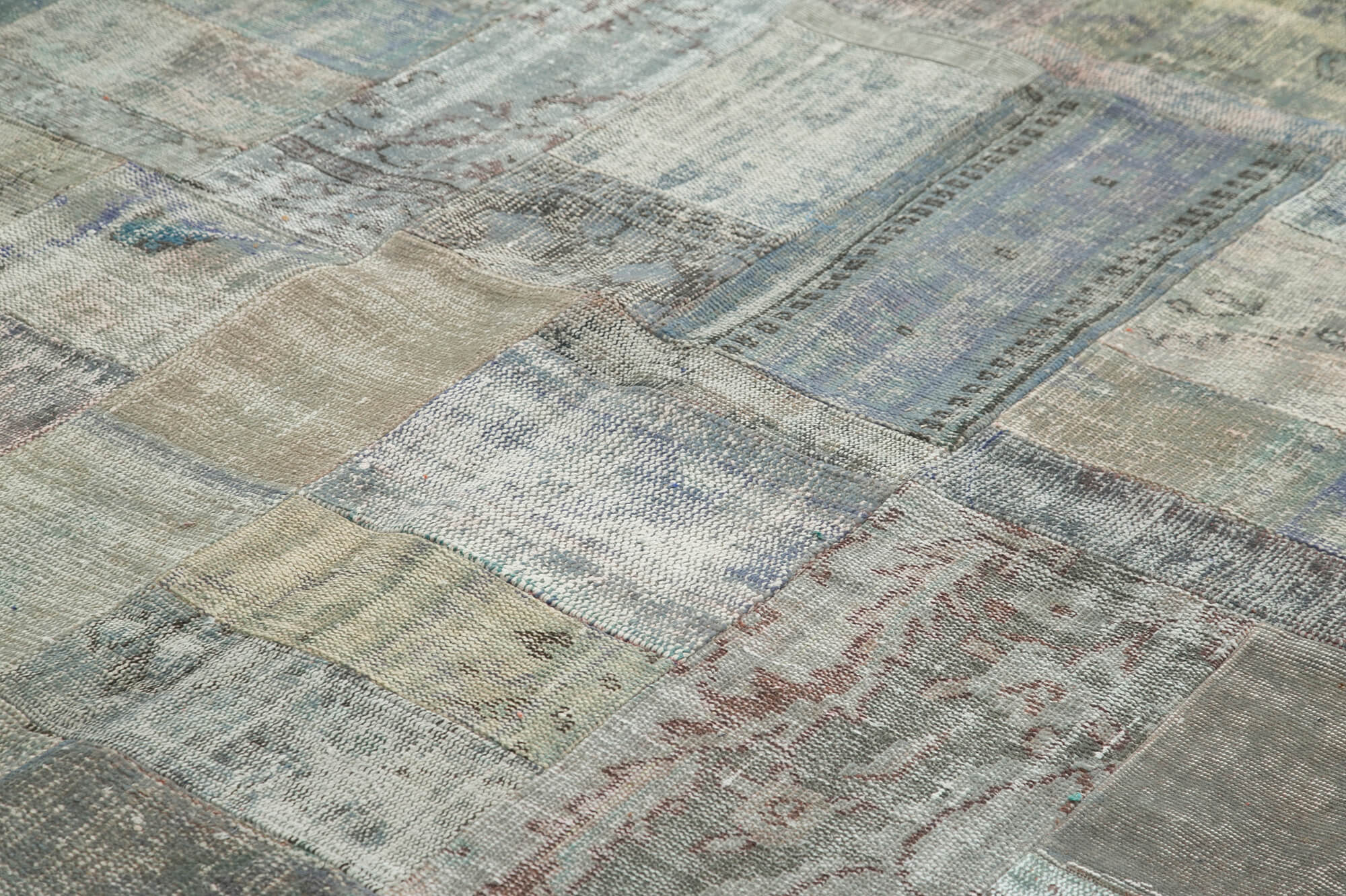Handmade Patchwork Rug - Kirk Yama Grey Cotton Wool Large Living Room Rug 9'11''x13'6''