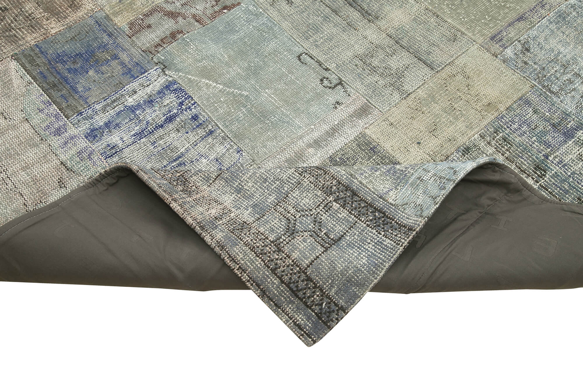 Handmade Patchwork Rug - Kirk Yama Grey Cotton Wool Large Living Room Rug 9'11''x13'6''