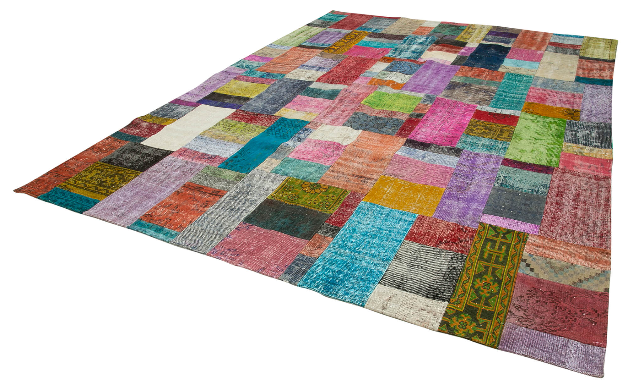 Kirk Yama Blue Patchwork Cotton Wool Handmade Area Rug 9'11'' x 13'5''