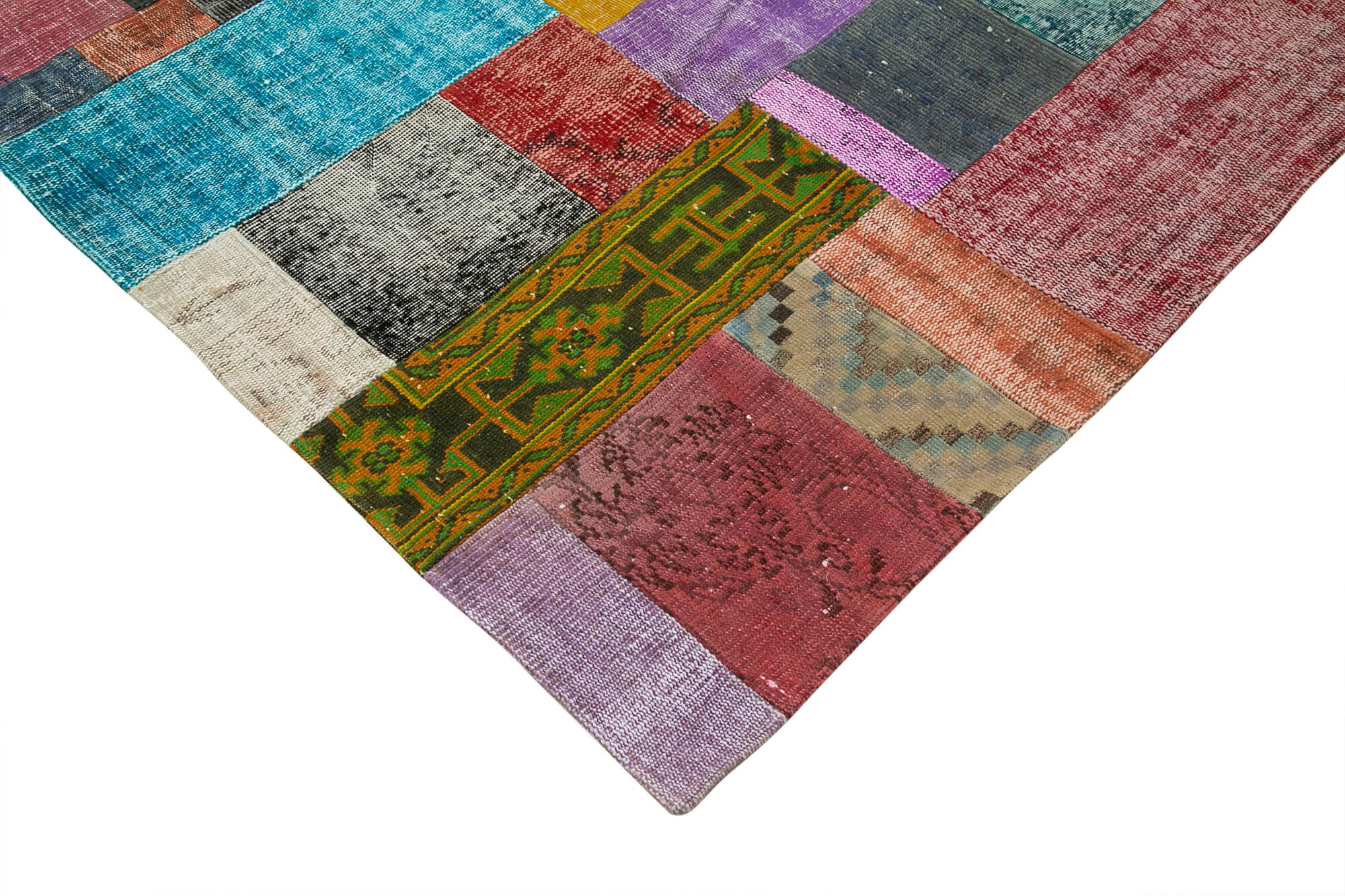 Kirk Yama Blue Patchwork Cotton Wool Handmade Area Rug 9'11'' x 13'5''