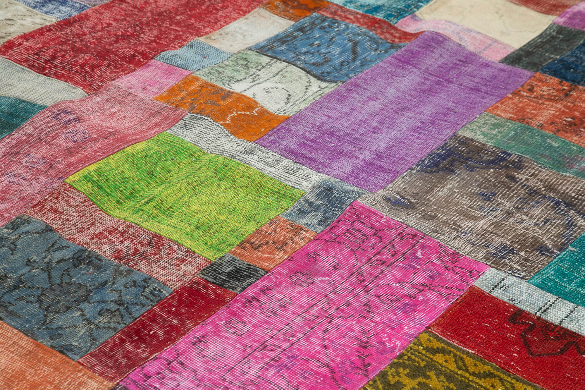 Kirk Yama Blue Patchwork Cotton Wool Handmade Area Rug 9'11'' x 13'5''