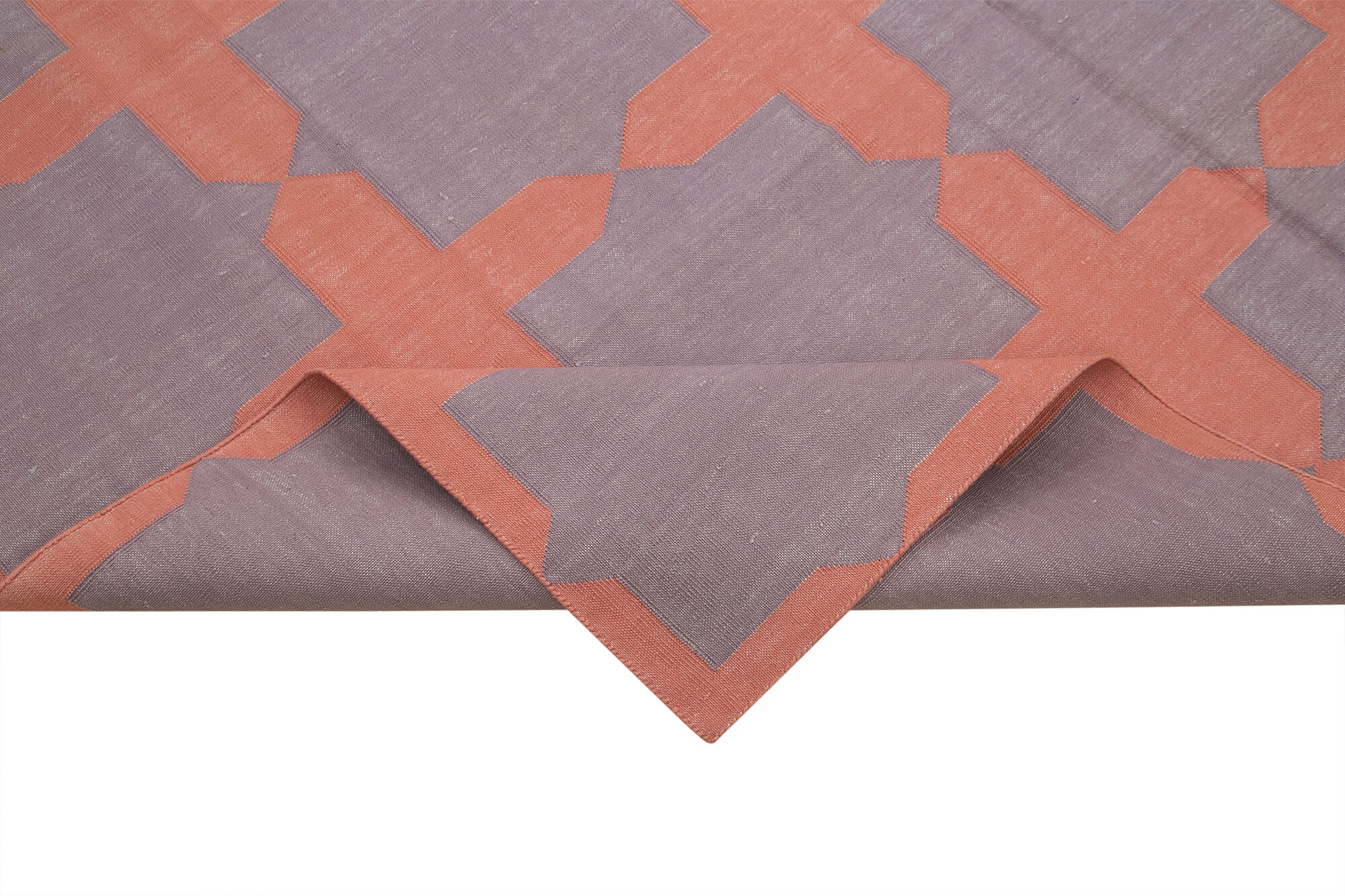 Handmade Area Rug – Purple Geometric Design Cotton Wool Rug 6'x9' Durable Bohemian Style