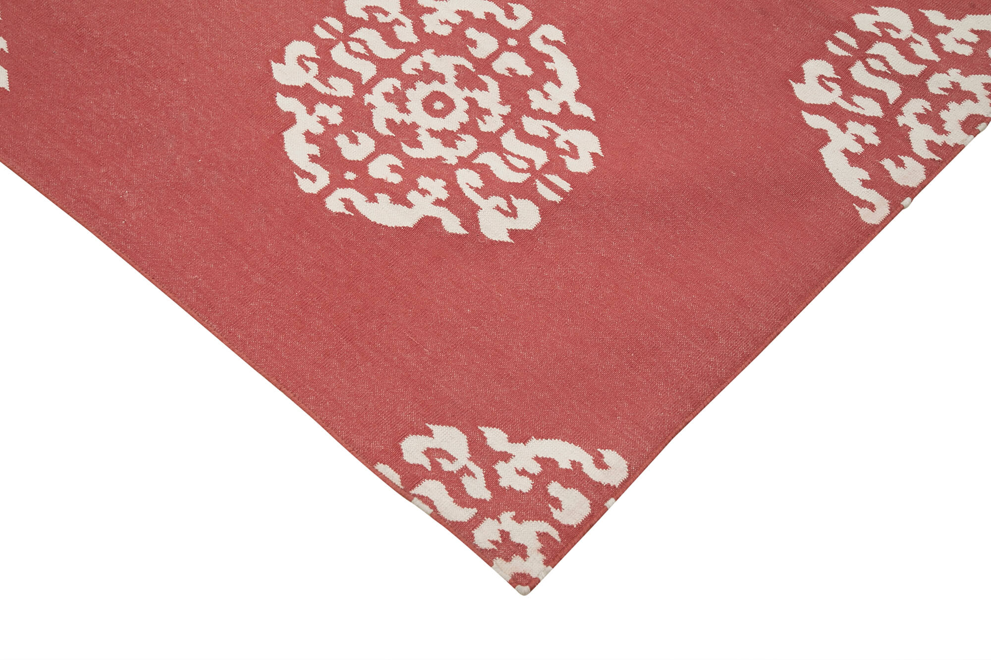 Handmade Area Rug - Red Geometric Cotton Wool Vintage Turkish Carpet 5'11" x 8'9"