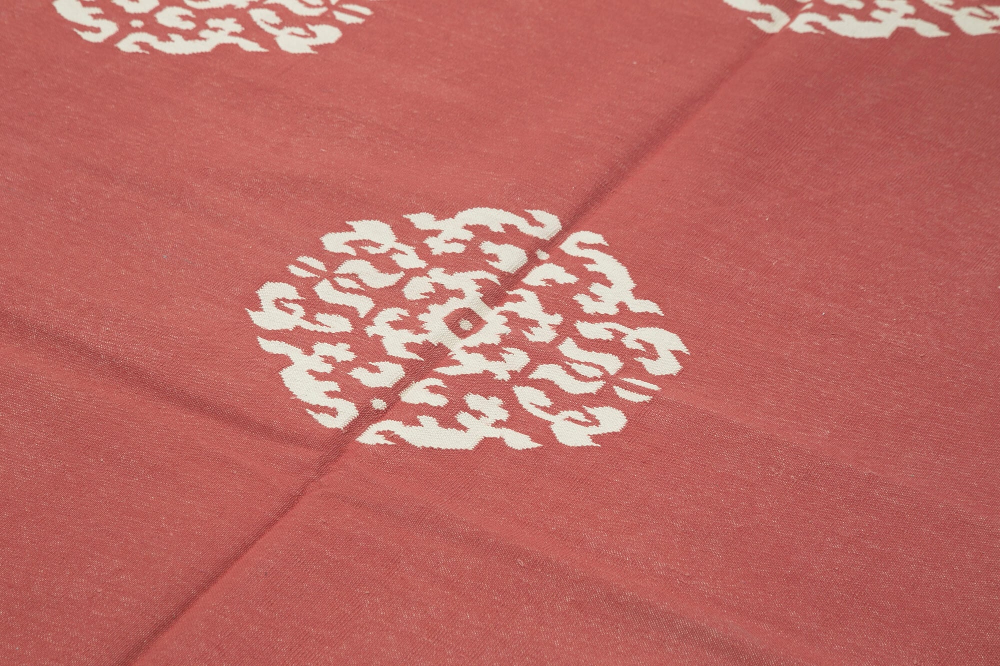 Handmade Area Rug - Red Geometric Cotton Wool Vintage Turkish Carpet 5'11" x 8'9"