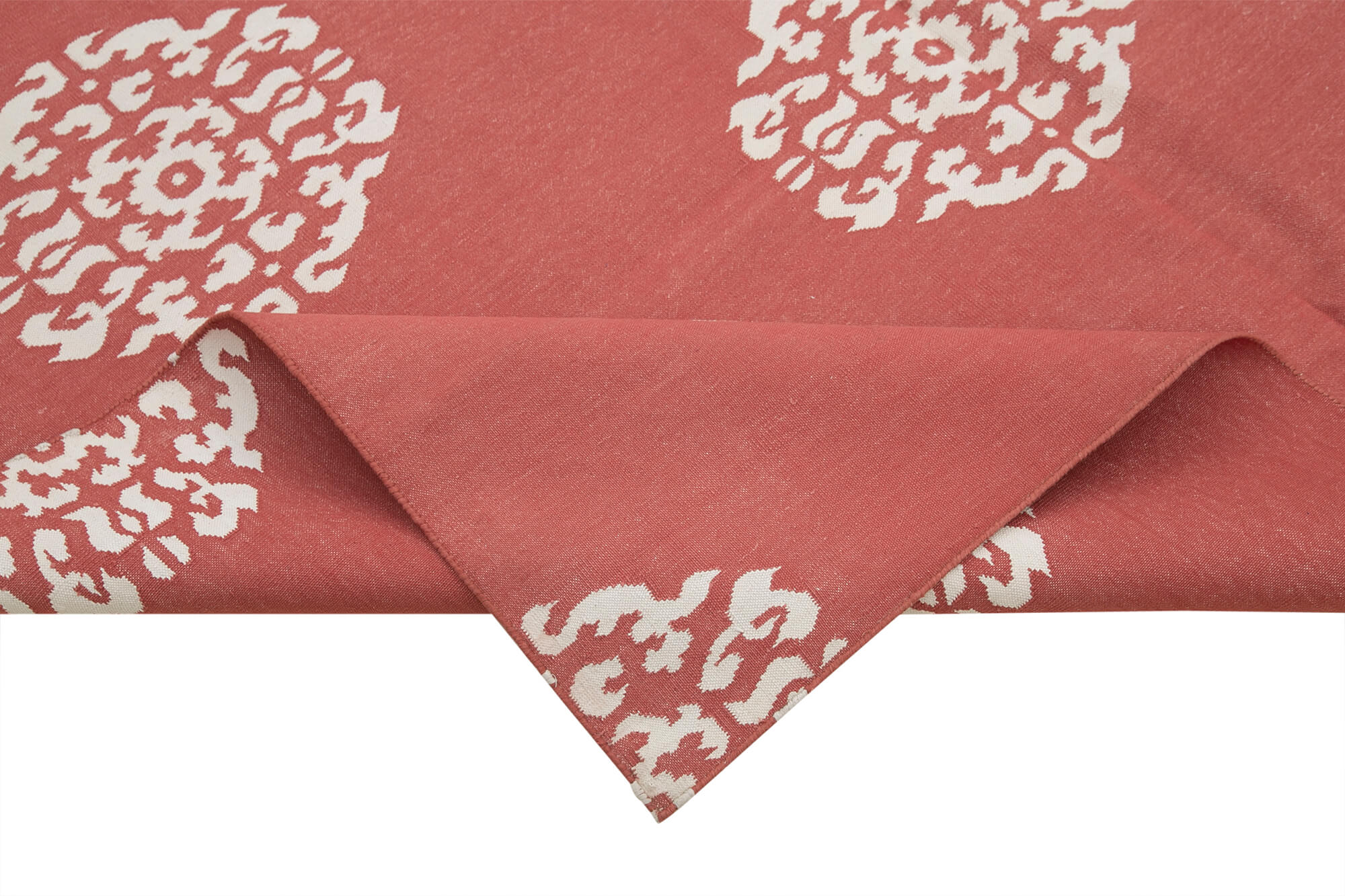 Handmade Area Rug - Red Geometric Cotton Wool Vintage Turkish Carpet 5'11" x 8'9"