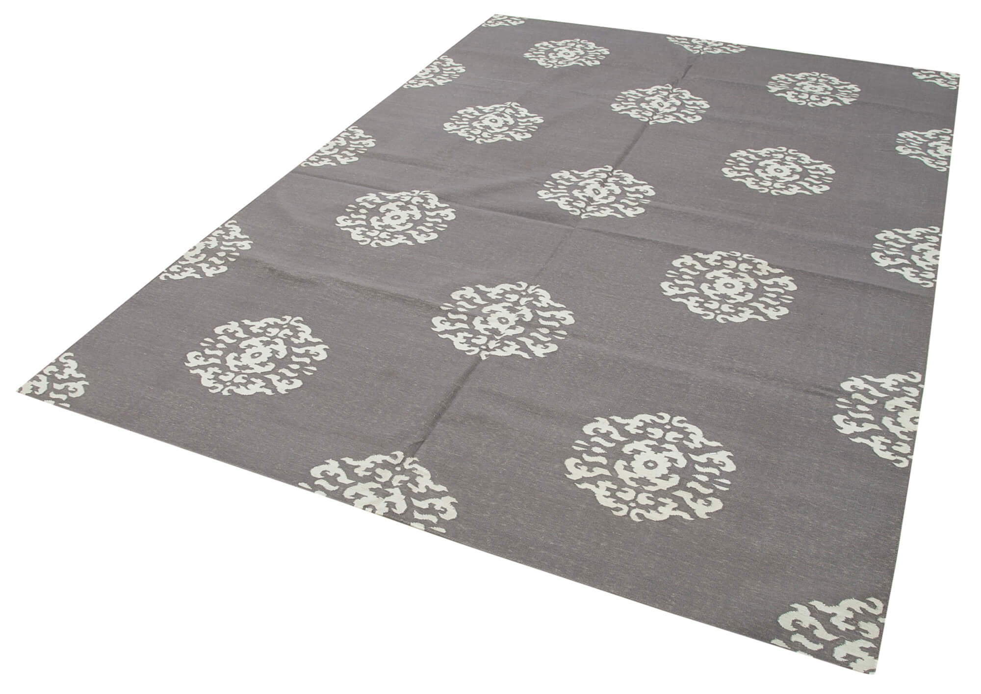 Handmade Wool Area Rug – Grey Geometric Cotton Wool Rug 6'2'' x 8'10'' by Agacan
