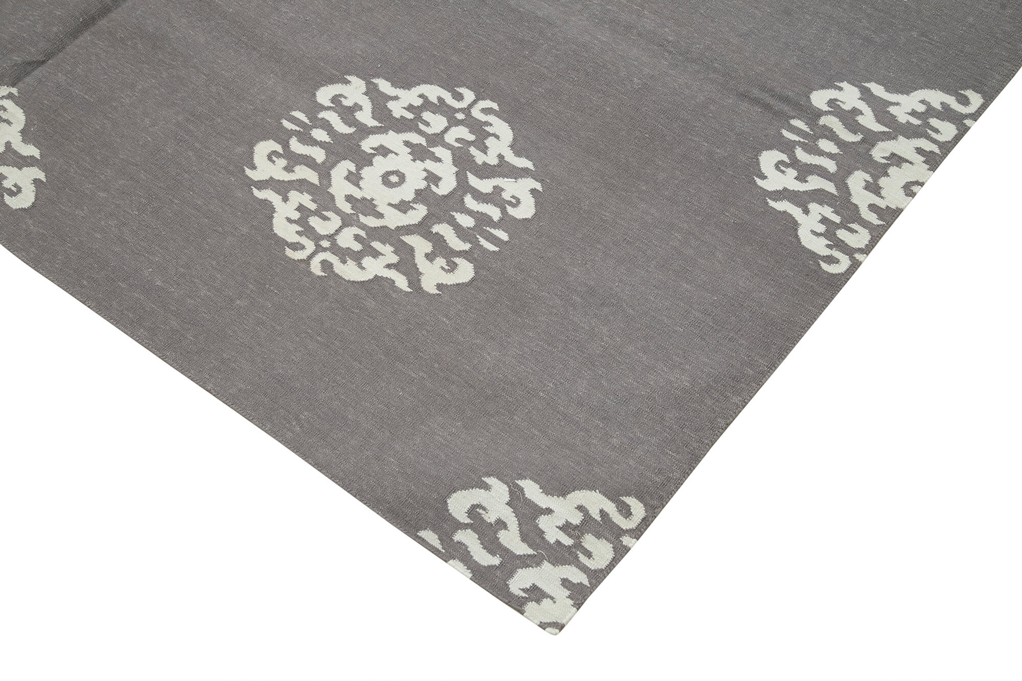 Handmade Wool Area Rug – Grey Geometric Cotton Wool Rug 6'2'' x 8'10'' by Agacan