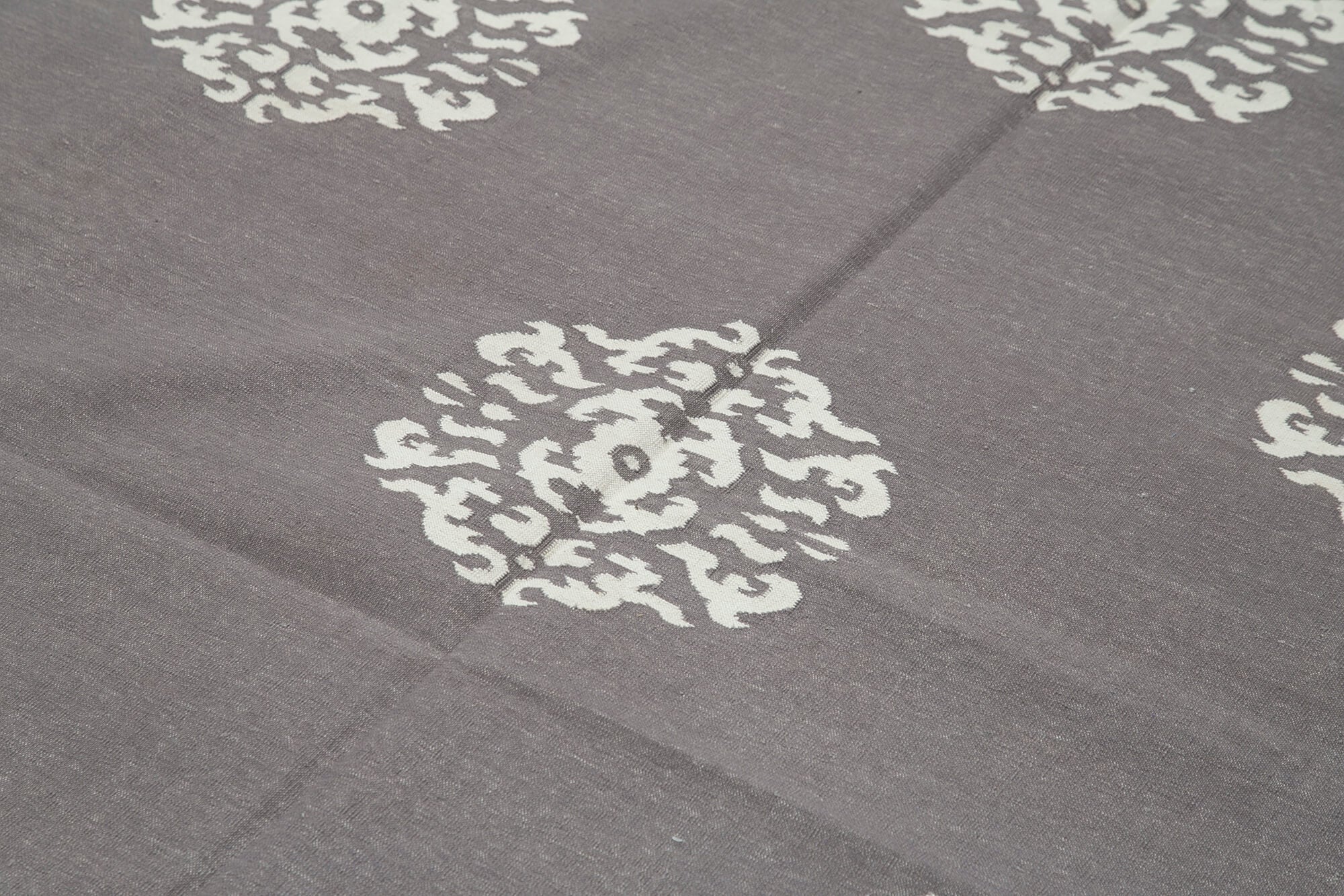 Handmade Wool Area Rug – Grey Geometric Cotton Wool Rug 6'2'' x 8'10'' by Agacan