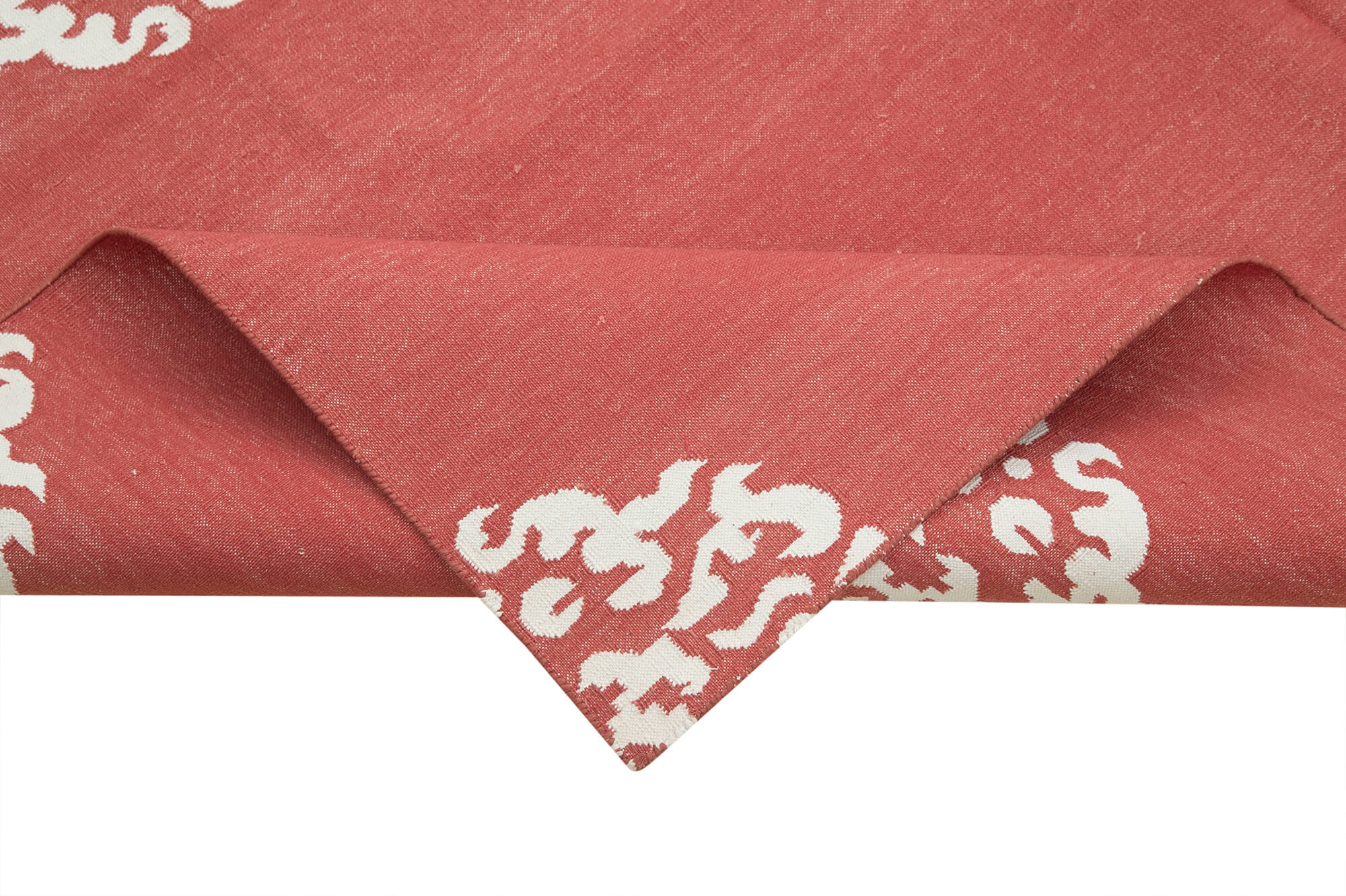 Handmade Wool Area Rug – Red Geometric Vintage Turkish Rug, Cotton Wool Blend 6'1"x8'11"