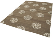 Handmade Wool Area Rug - Brown Geometric Vintage Turkish Rug, Soft Cotton Wool