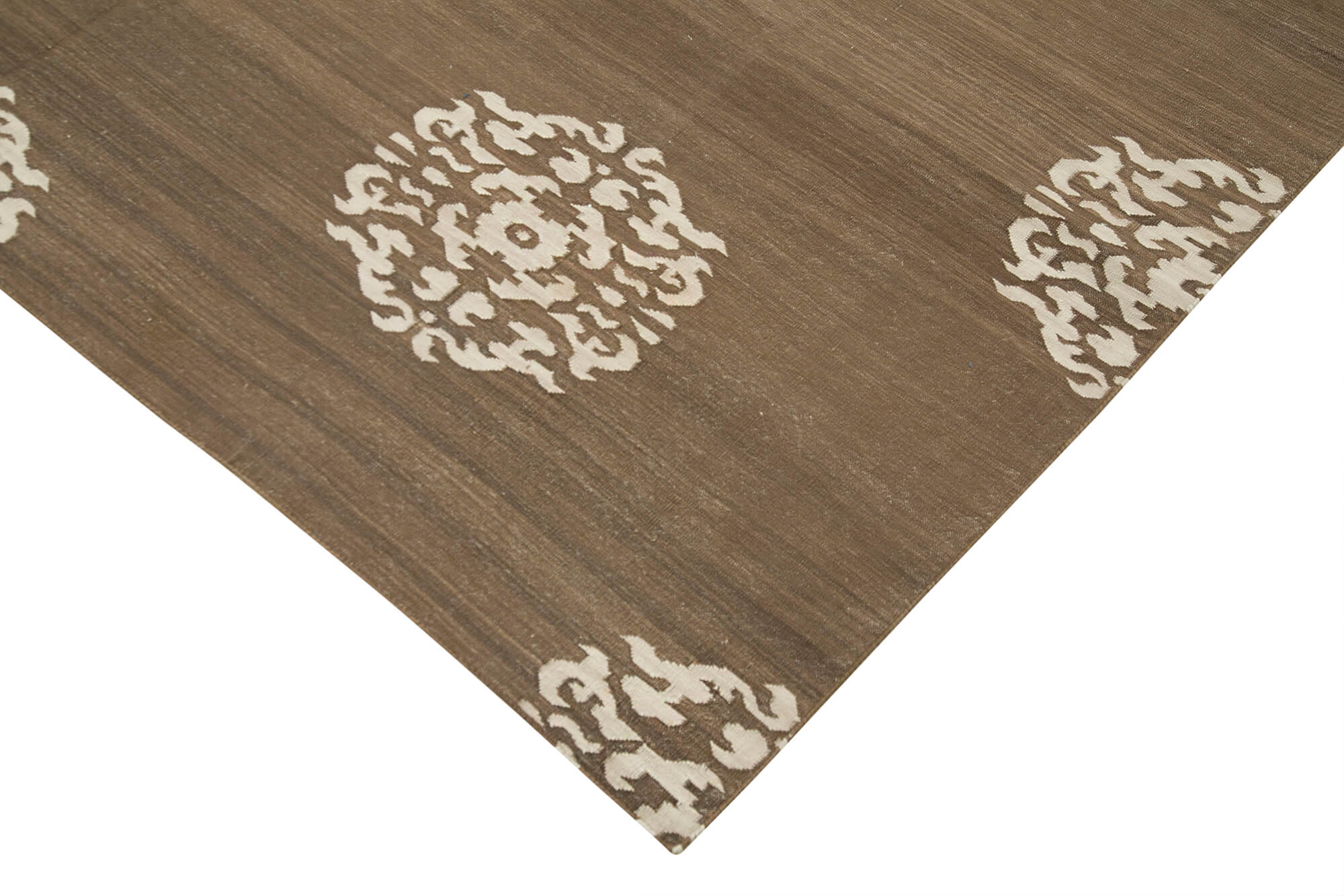 Handmade Wool Area Rug - Brown Geometric Vintage Turkish Rug, Soft Cotton Wool