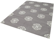 Handmade Wool Area Rug - Grey Geometric Design Cotton Wool Rug 6'1" x 8'9"