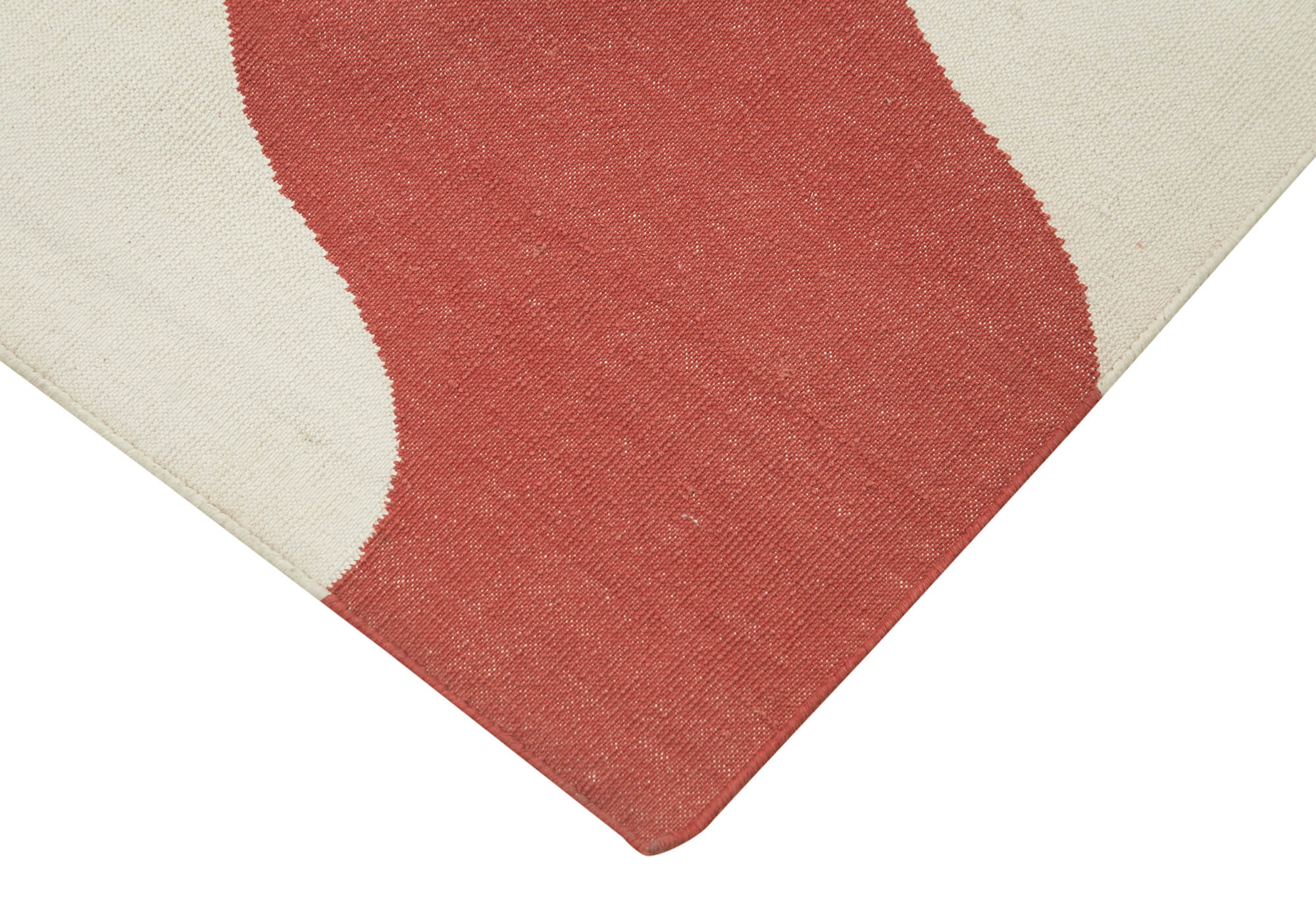 Handmade Area Rug - Red Geometric Cotton Wool Rug 6'1" x 8'10" Durable Soft Texture