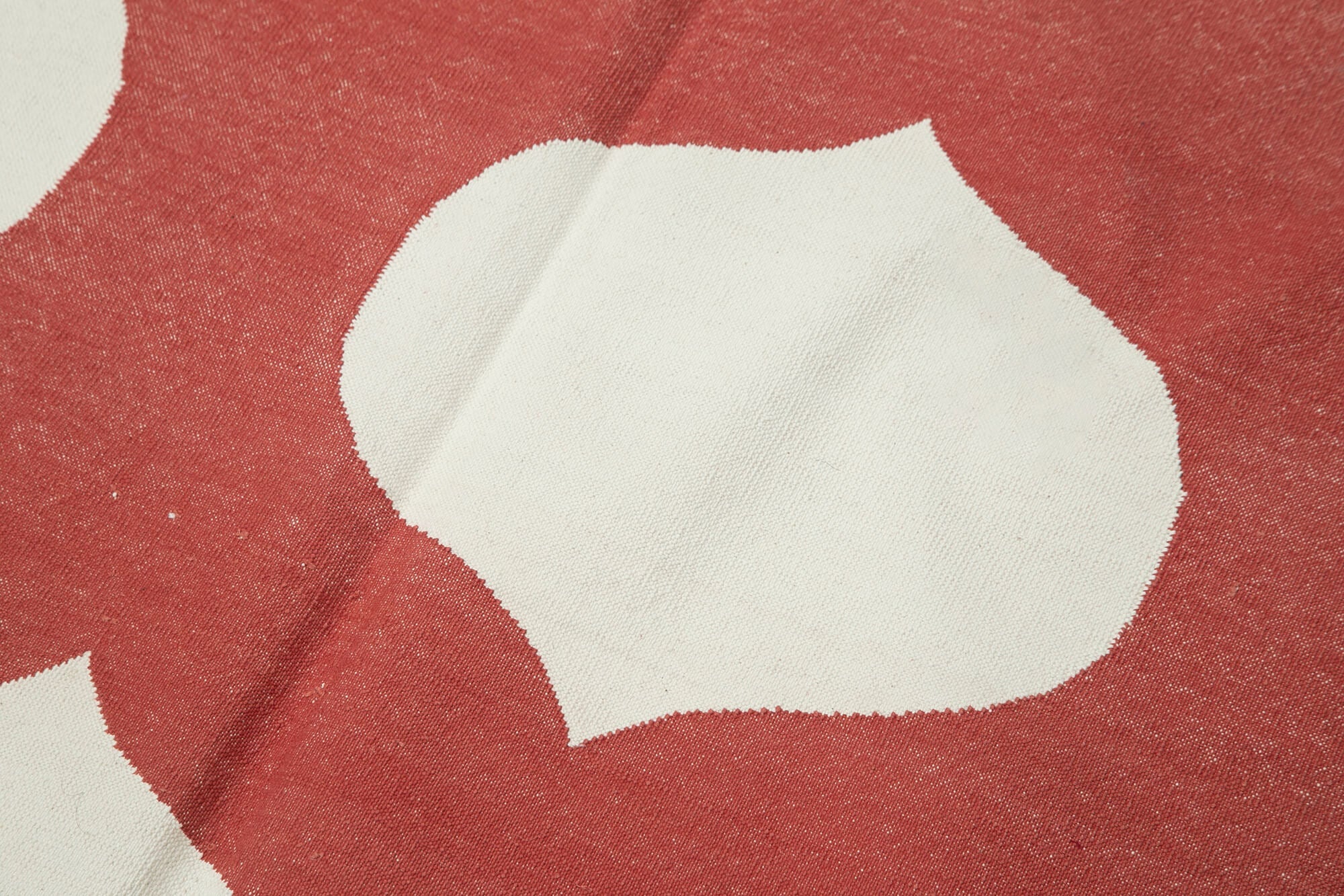 Handmade Area Rug - Red Geometric Cotton Wool Rug 6'1" x 8'10" Durable Soft Texture