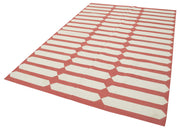 Handmade Wool Area Rug – Red Geometric Carpet | Cotton Wool Durable Rug 6'0"x8'10"