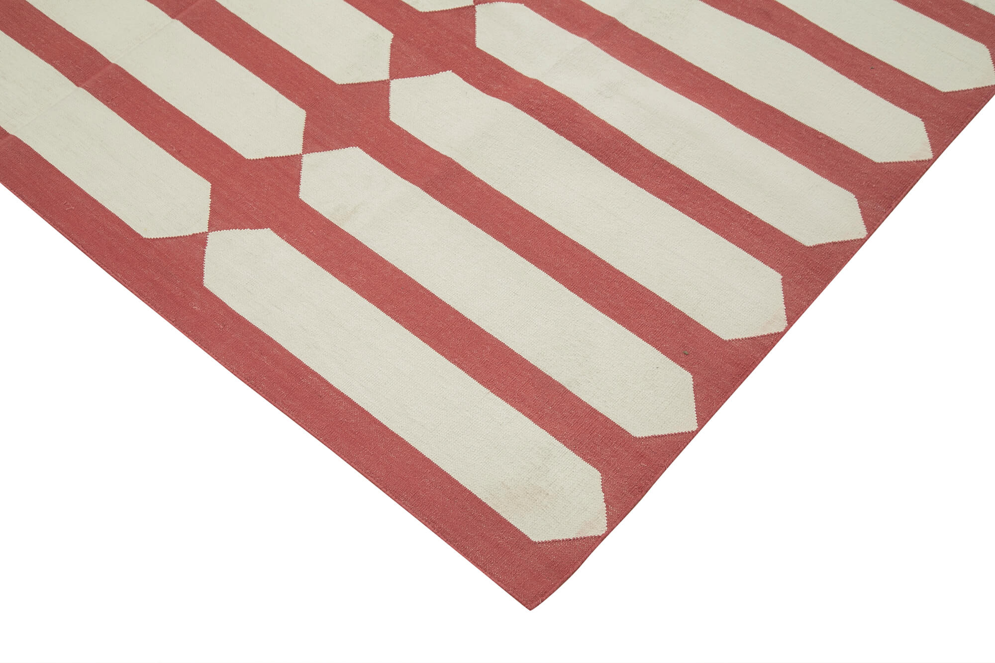 Handmade Wool Area Rug – Red Geometric Carpet | Cotton Wool Durable Rug 6'0"x8'10"