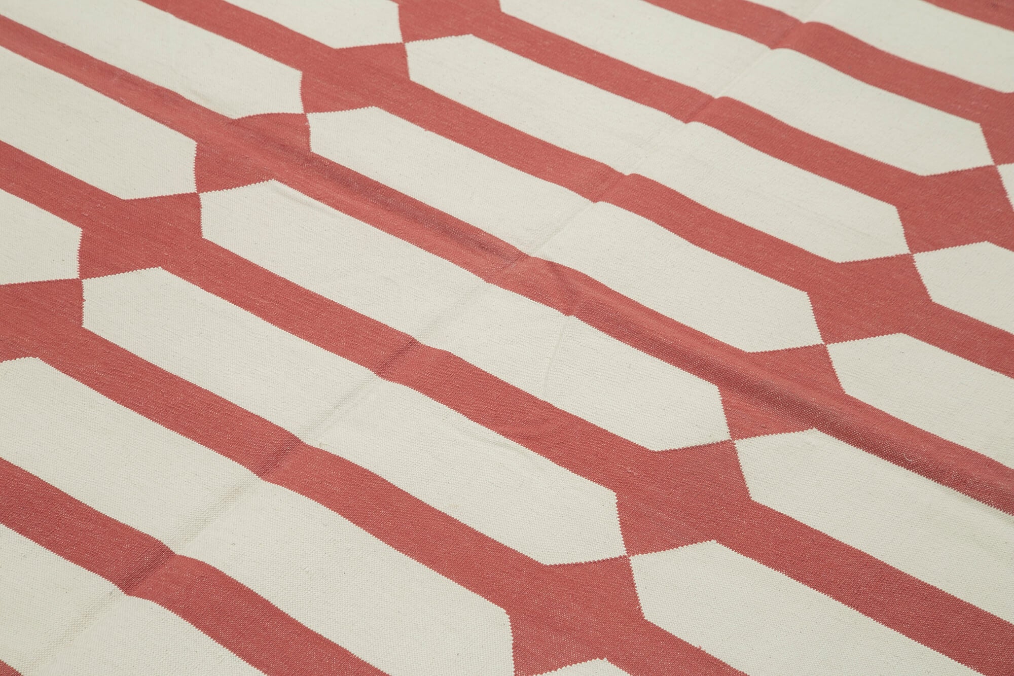 Handmade Wool Area Rug – Red Geometric Carpet | Cotton Wool Durable Rug 6'0"x8'10"