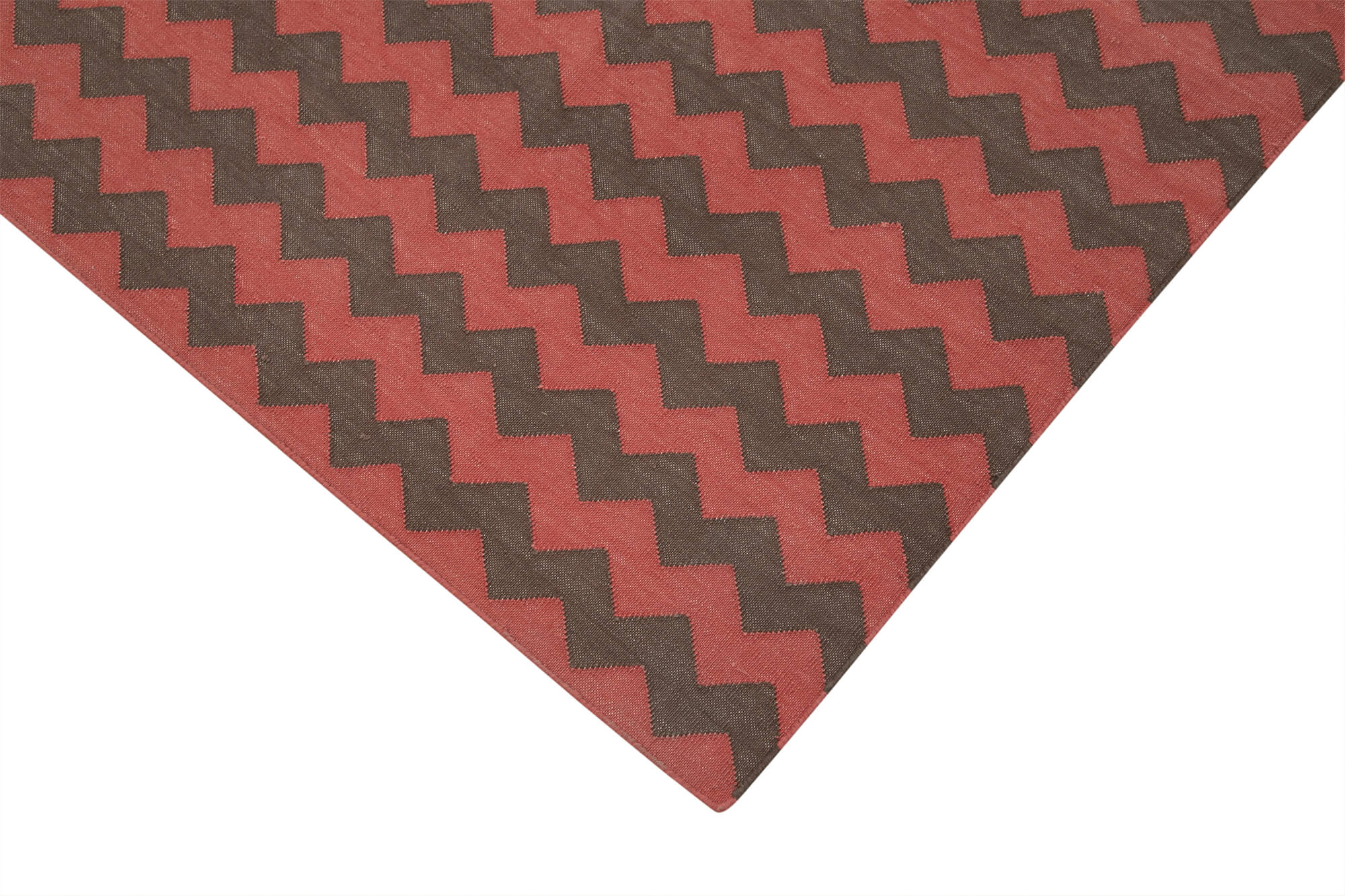 Handmade Wool Area Rug - Red Geometric Design 6x9 Cotton Wool Rug for Living Room